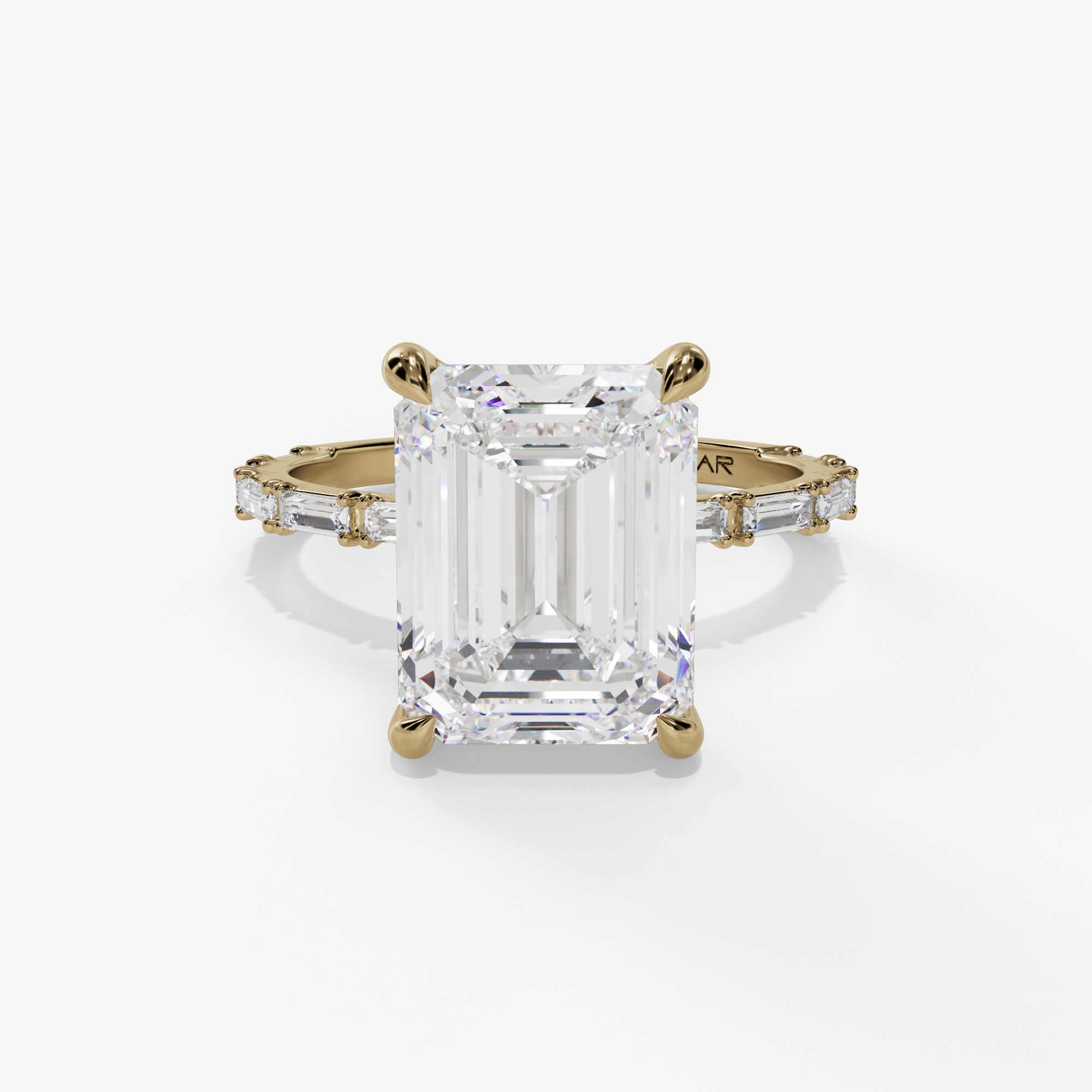 4-Prong Floating Baguette Diamond Ring Engagement Ring