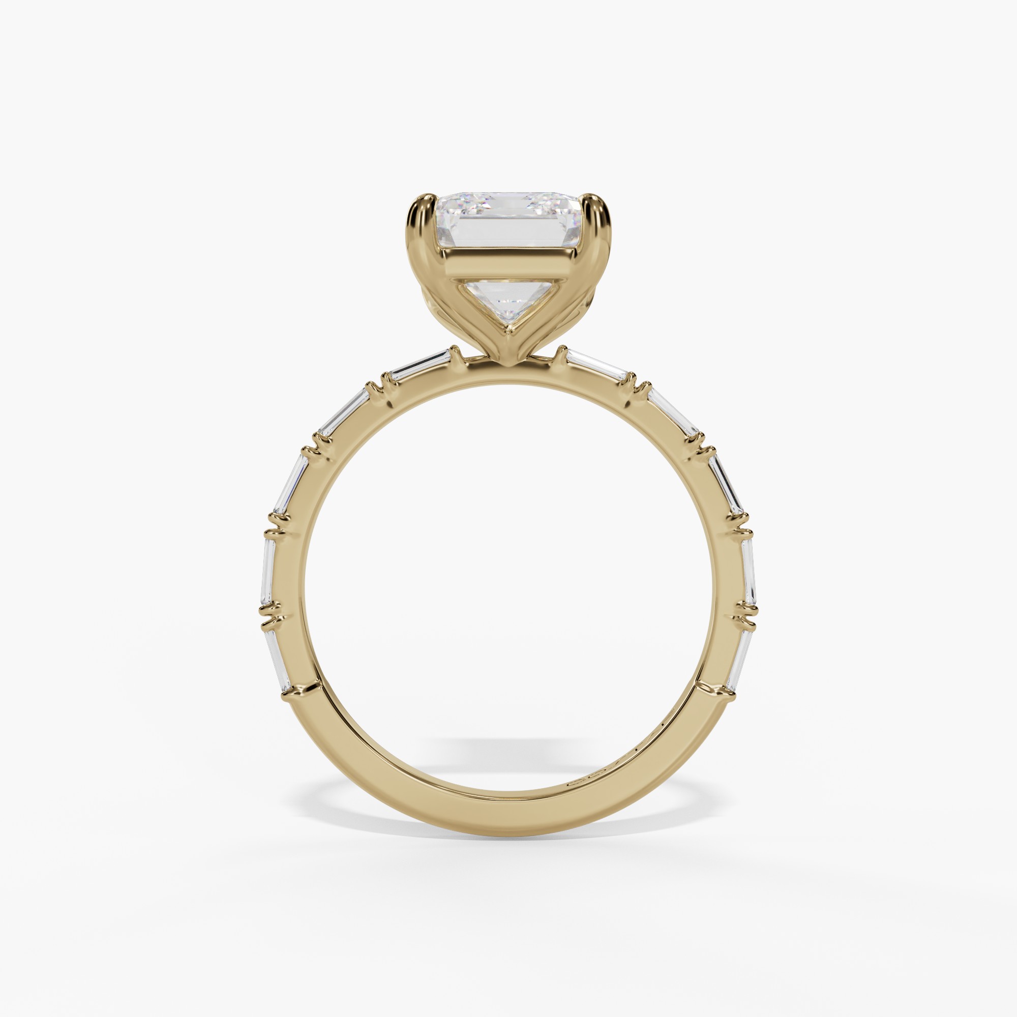 4-Prong Floating Baguette Diamond Ring Engagement Ring