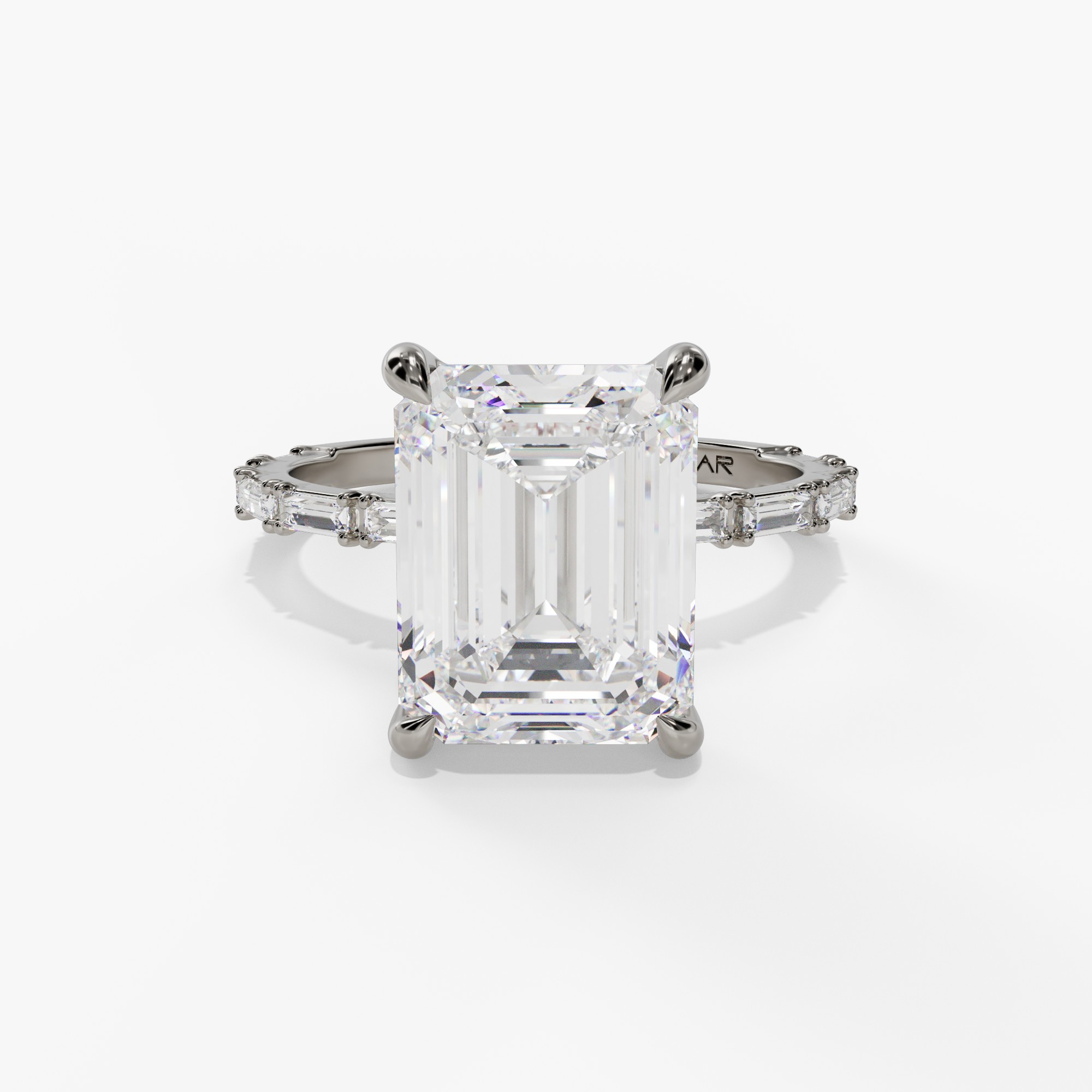 4-Prong Floating Baguette Diamond Ring Engagement Ring
