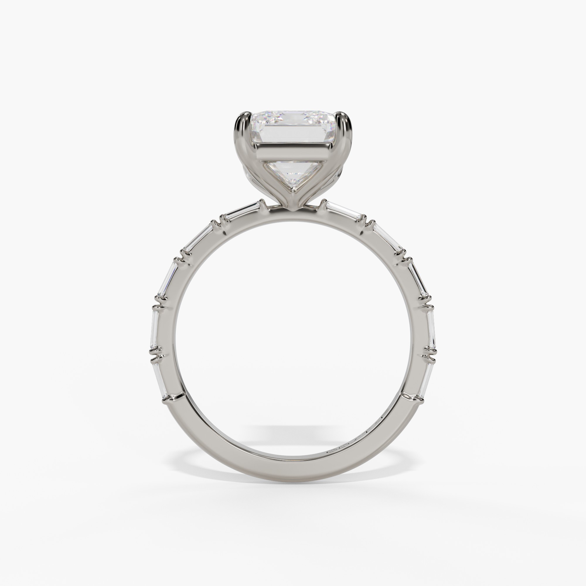 4-Prong Floating Baguette Diamond Ring Engagement Ring