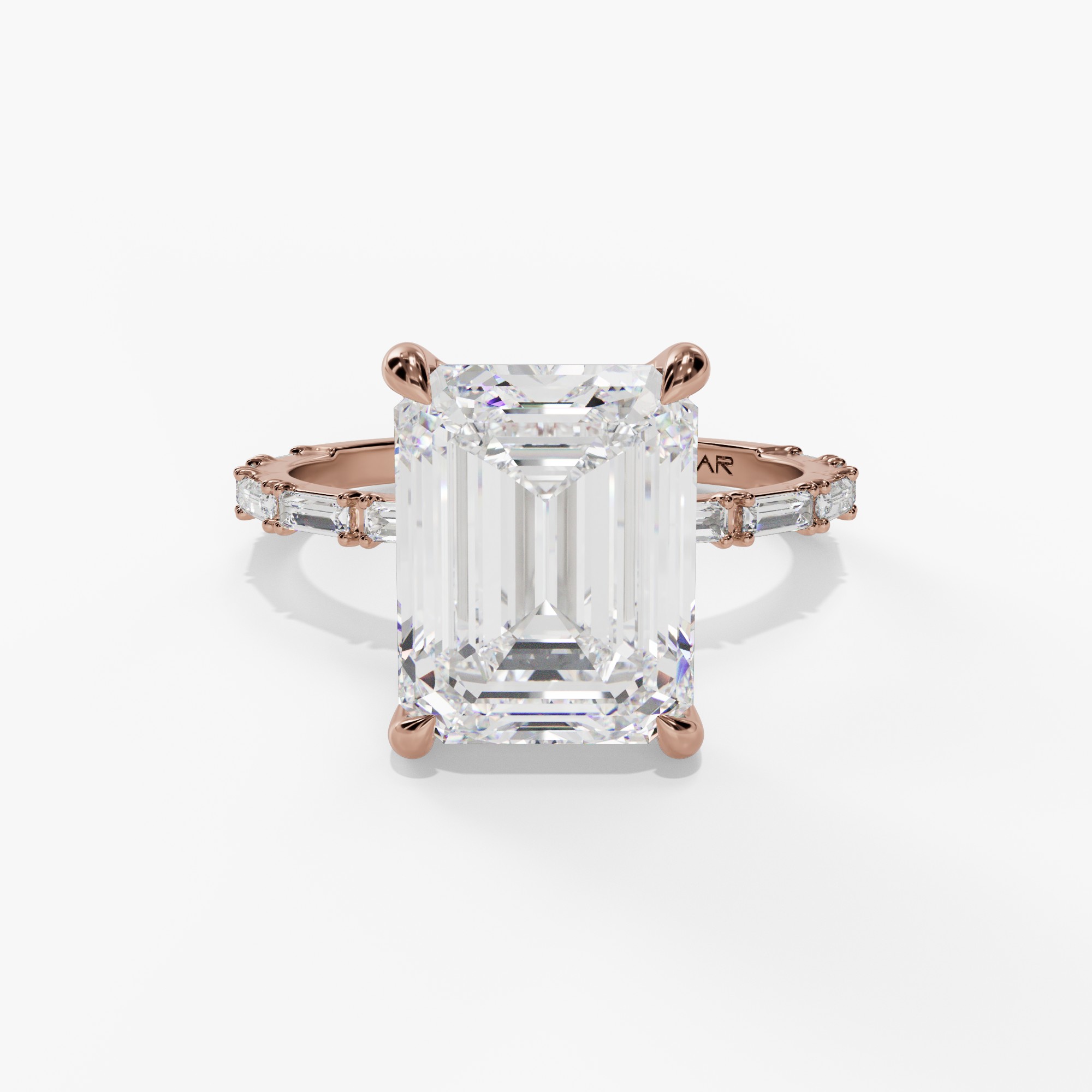 4-Prong Floating Baguette Diamond Ring Engagement Ring