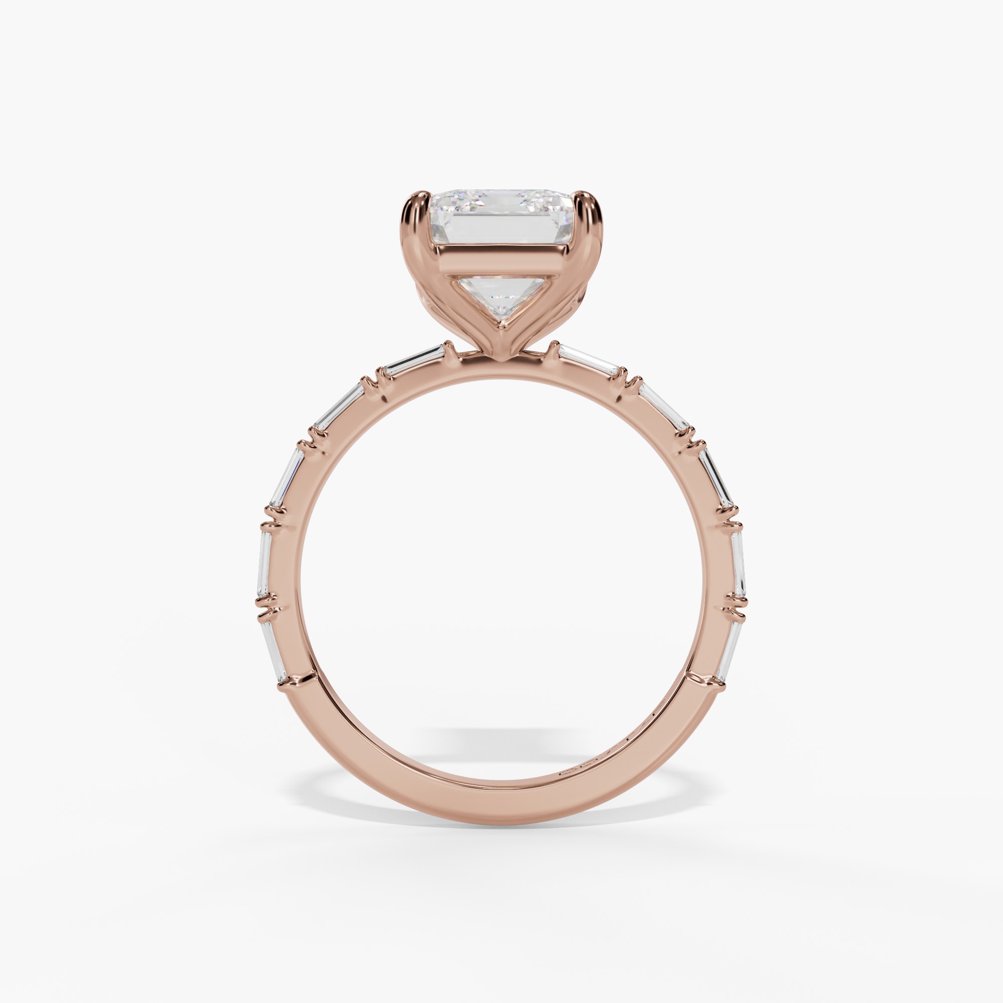 4-Prong Floating Baguette Diamond Ring Engagement Ring