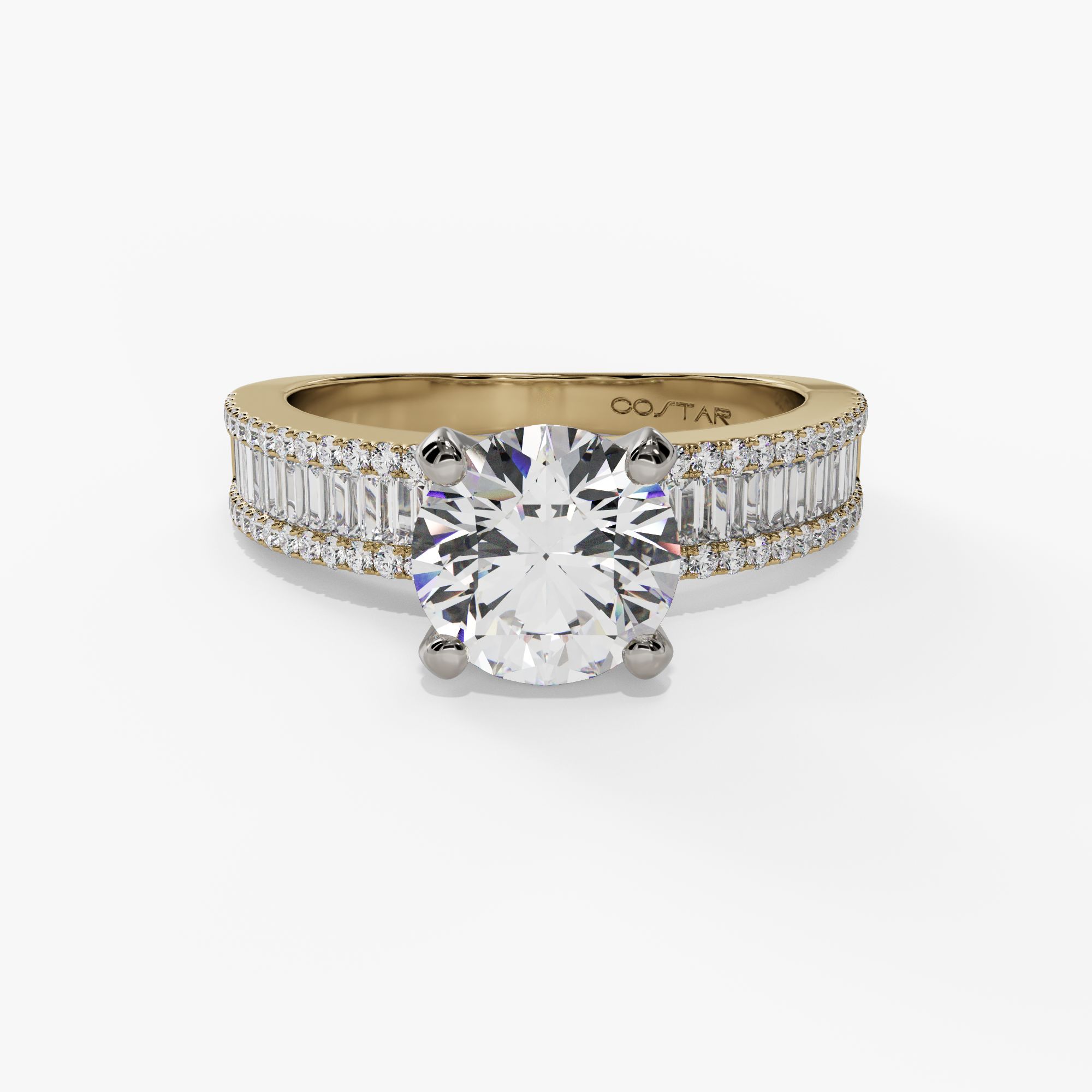 Channel Set Baguette Diamond Shank Engagement Ring