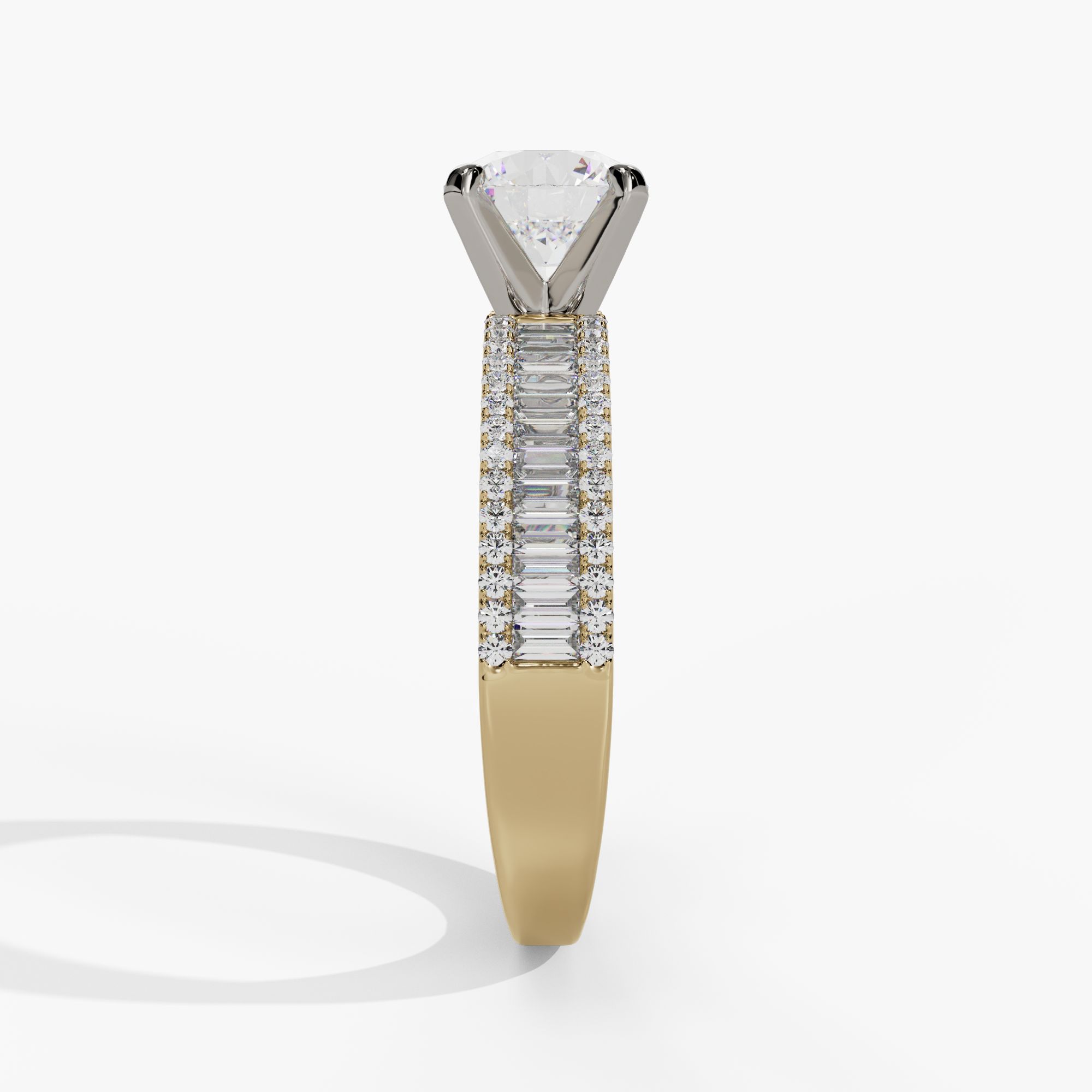 Channel Set Baguette Diamond Shank Engagement Ring