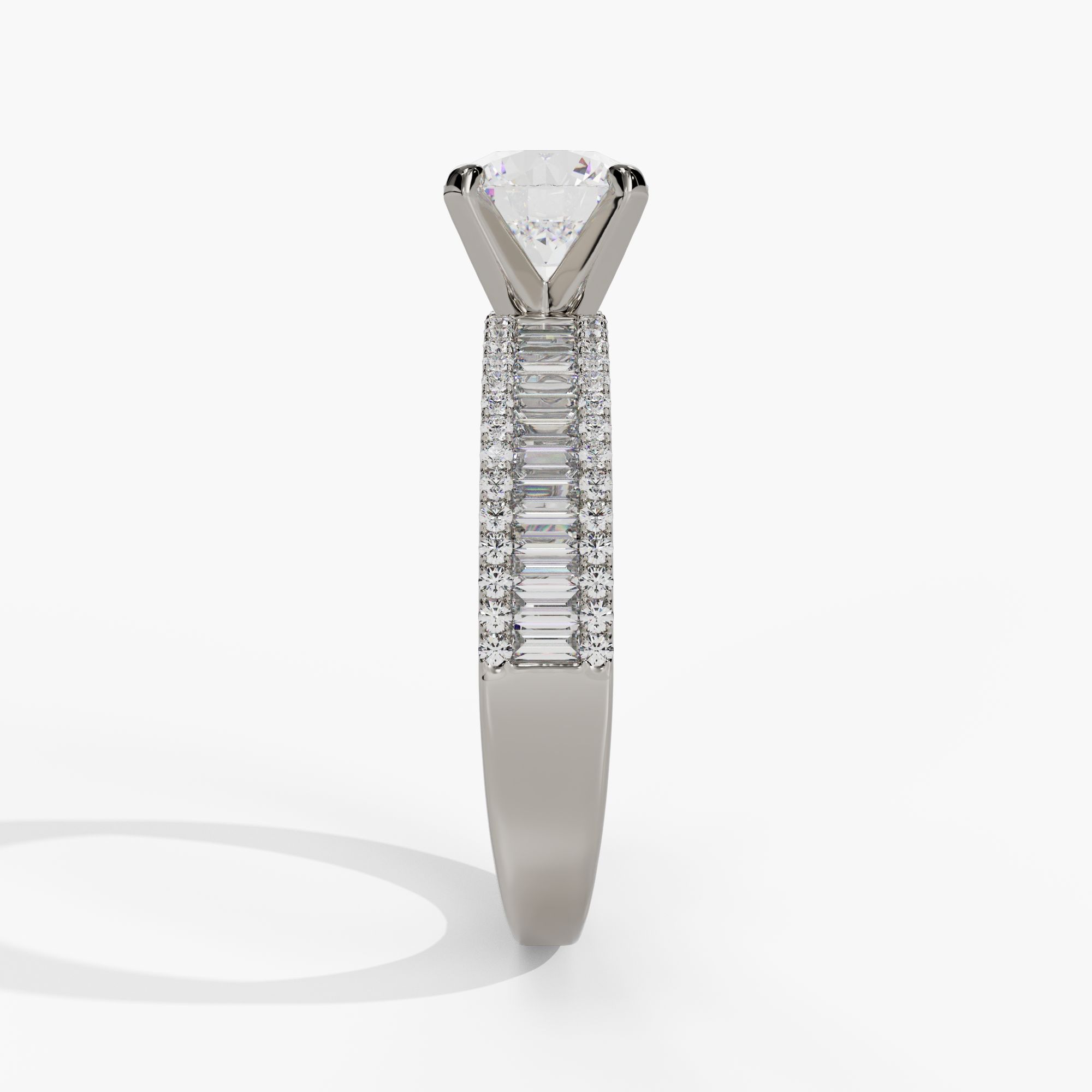 Channel Set Baguette Diamond Shank Engagement Ring