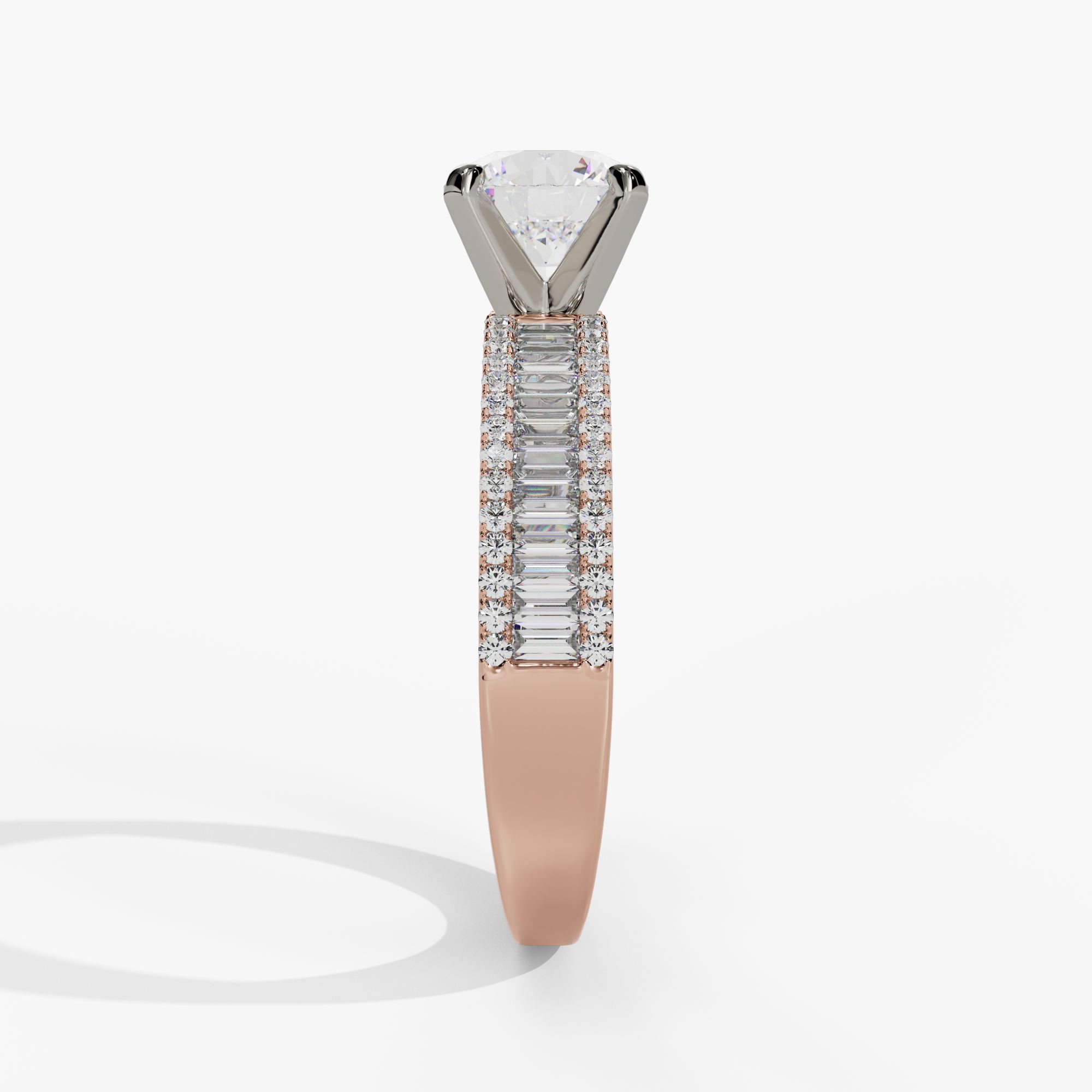 Channel Set Baguette Diamond Shank Engagement Ring
