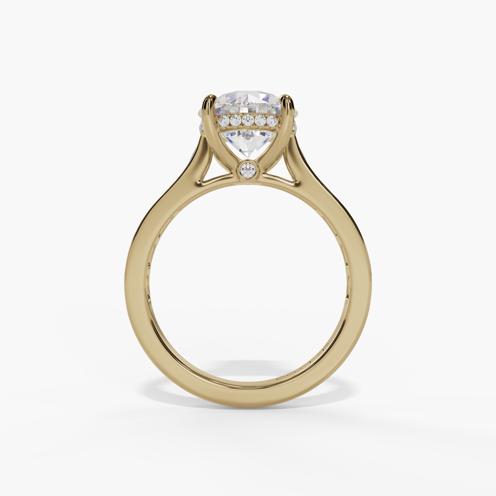 hidden Halo Engagement Ring with Channel Set Baguette Diamond Shank
