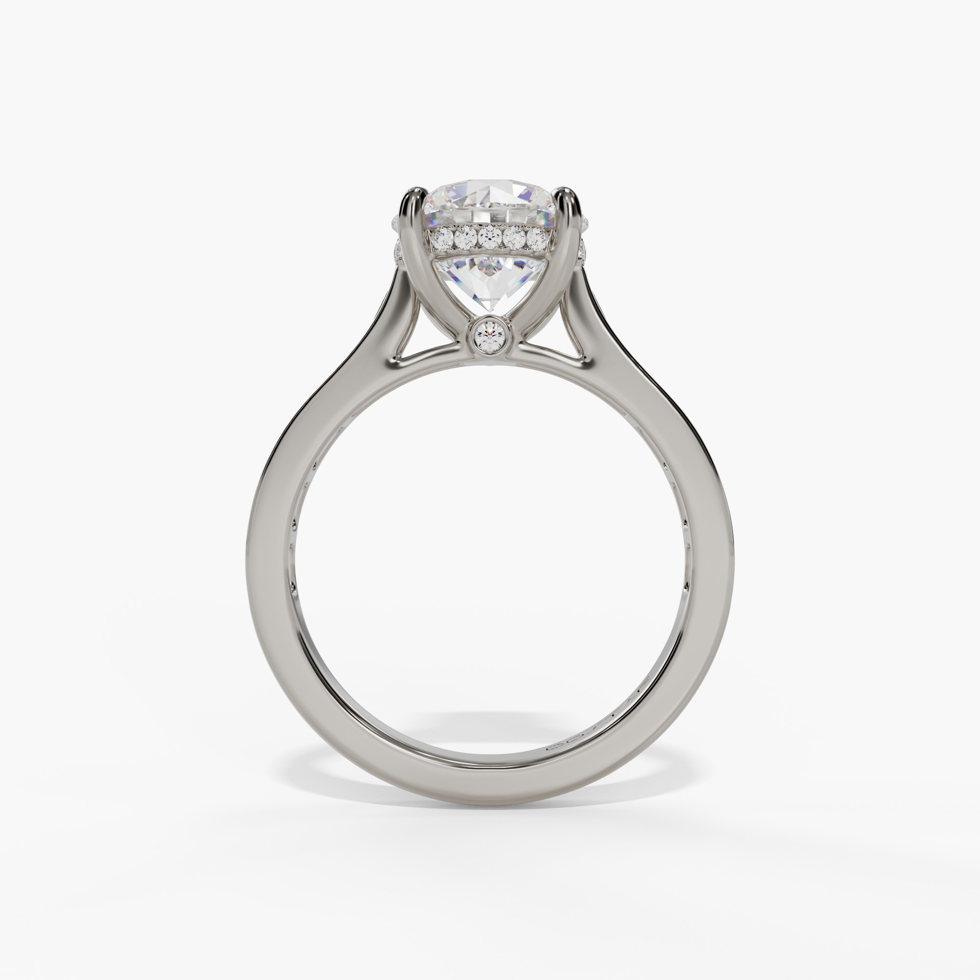 Hidden Halo Engagement Ring with Channel Set Baguette Diamond Shank