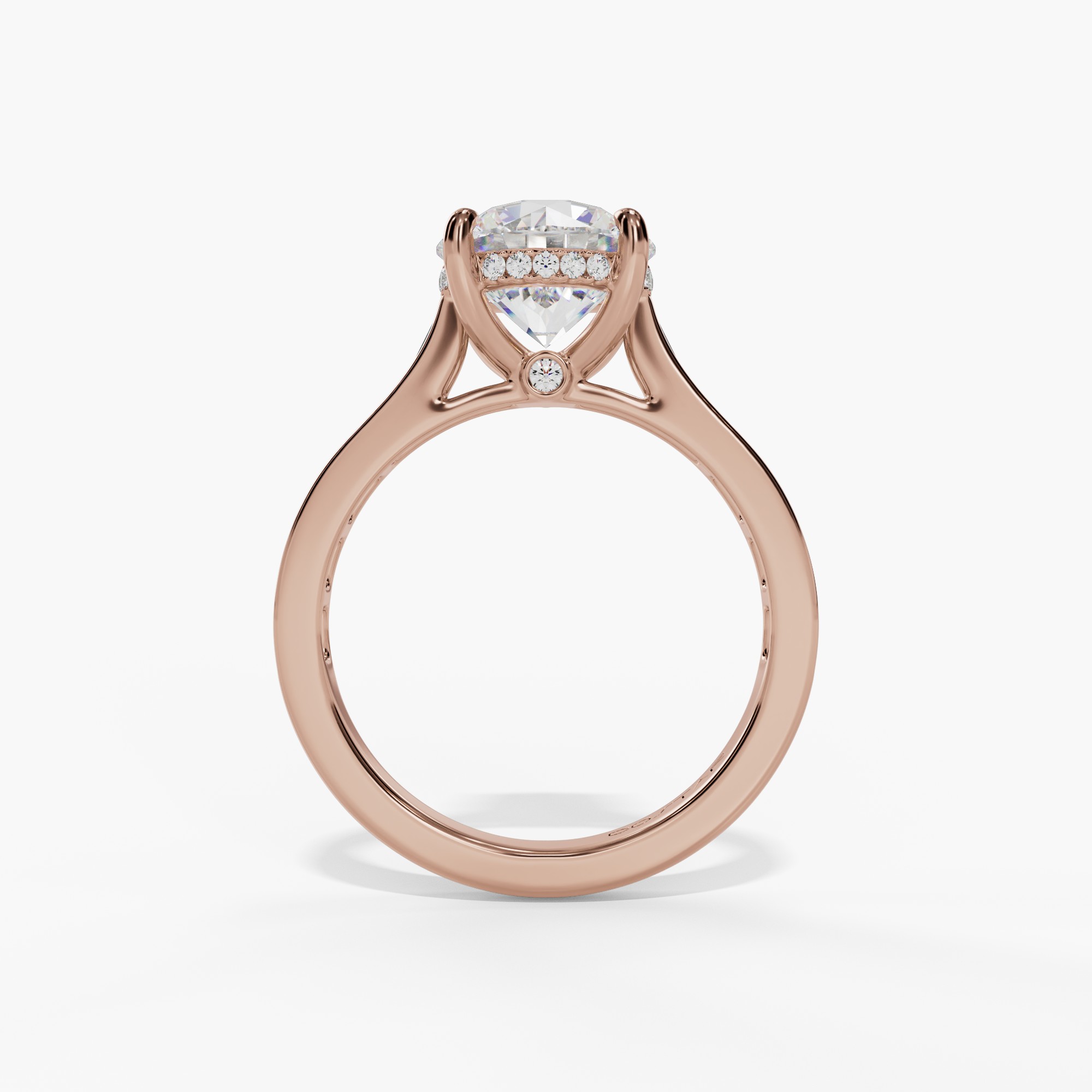 hidden Halo Engagement Ring with Channel Set Baguette Diamond Shank
