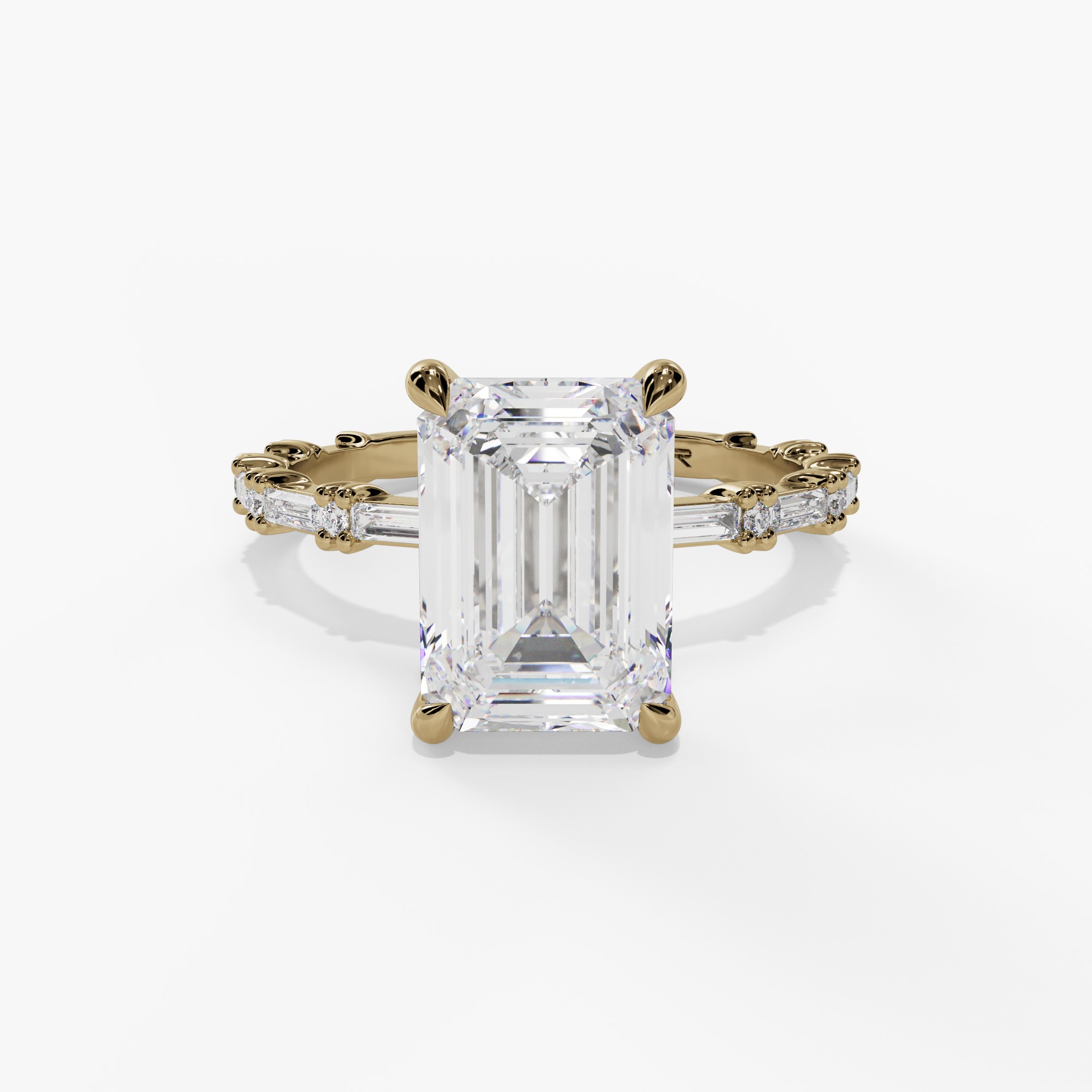 Shared Prong Baguette & Round Diamond Engagement Ring