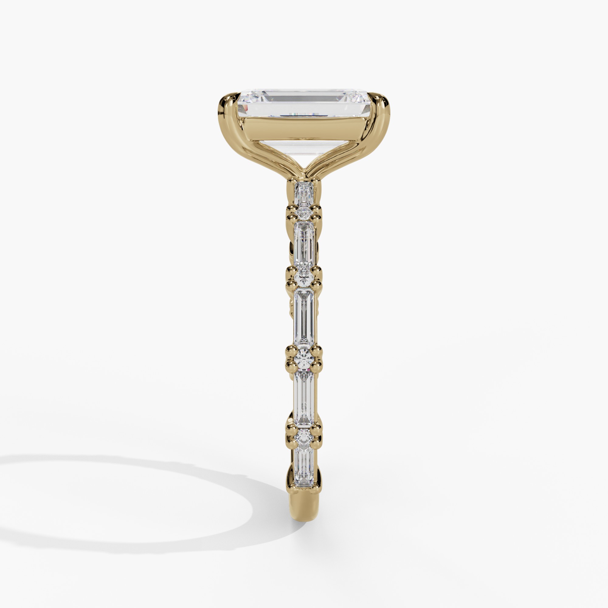Shared Prong Baguette & Round Diamond Engagement Ring