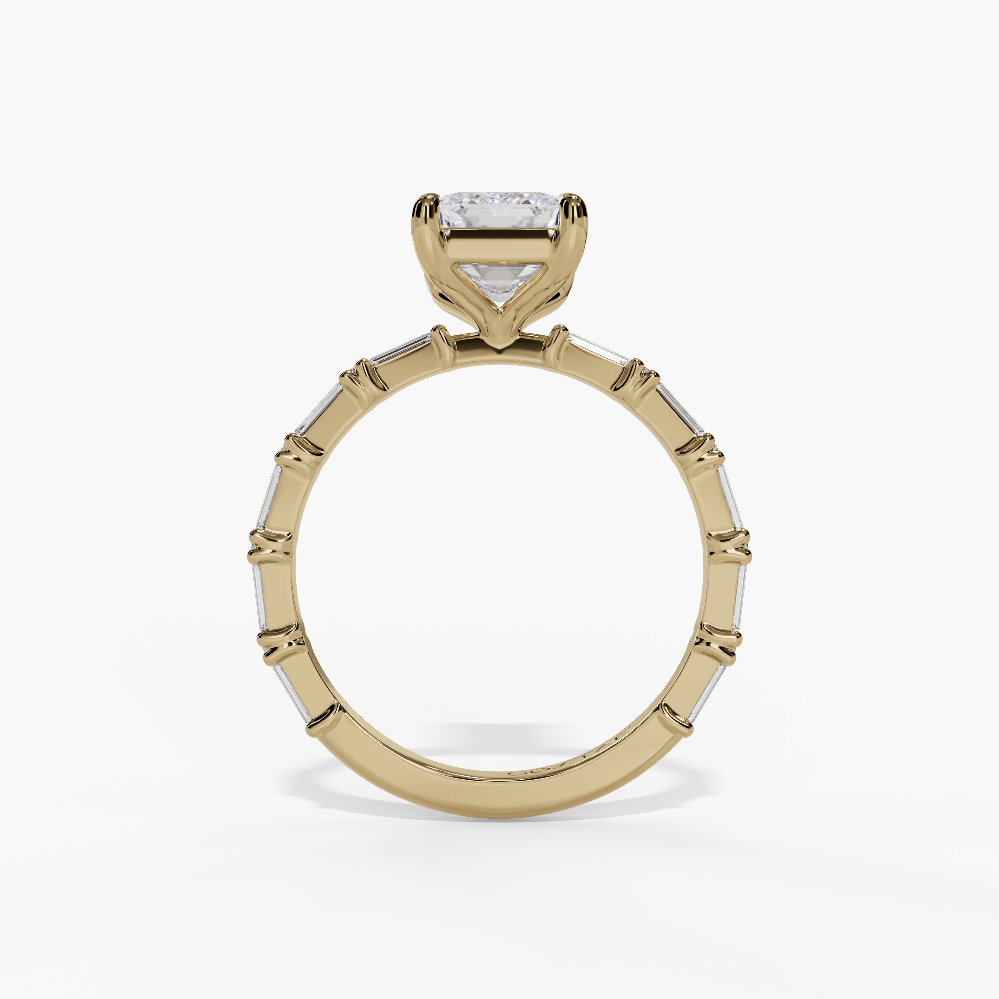 Shared Prong Baguette & Round Diamond Engagement Ring