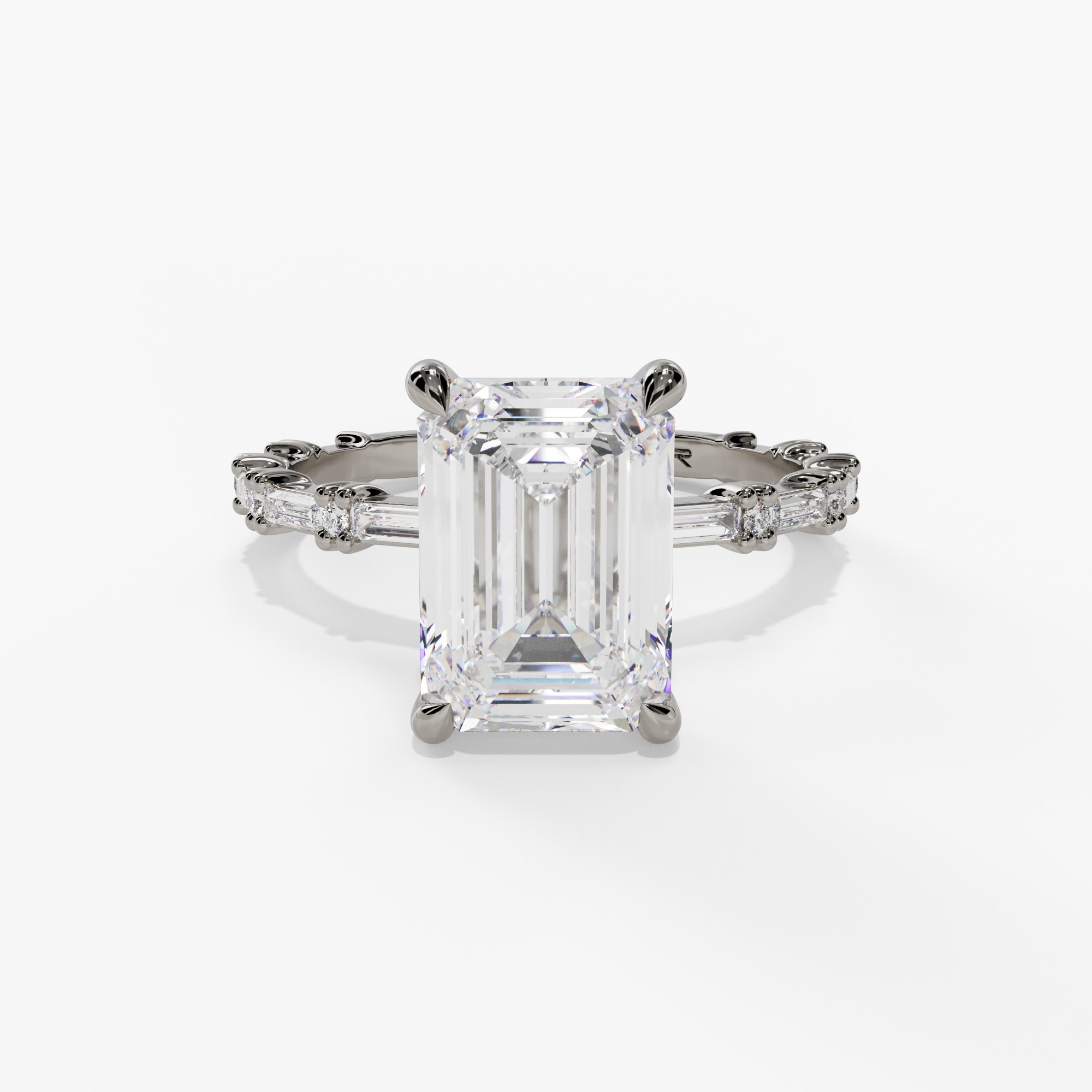 Shared Prong Baguette & Round Diamond Engagement Ring