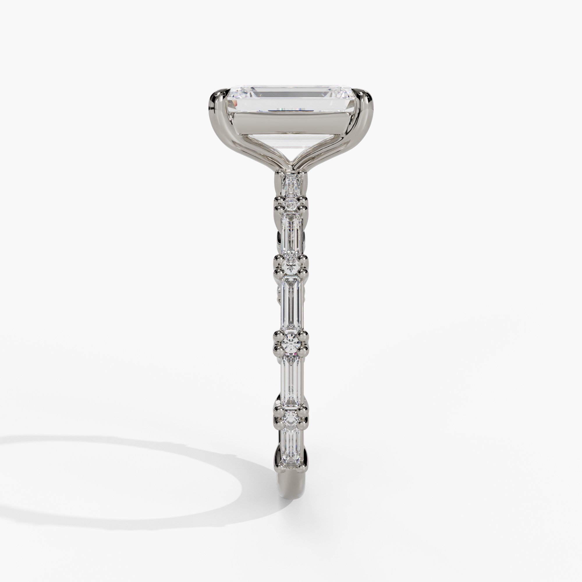 Shared Prong Baguette & Round Diamond Engagement Ring