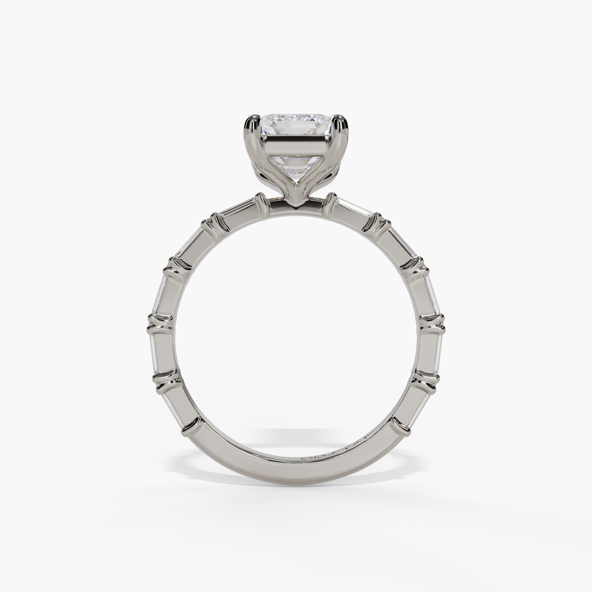 Shared Prong Baguette & Round Diamond Engagement Ring