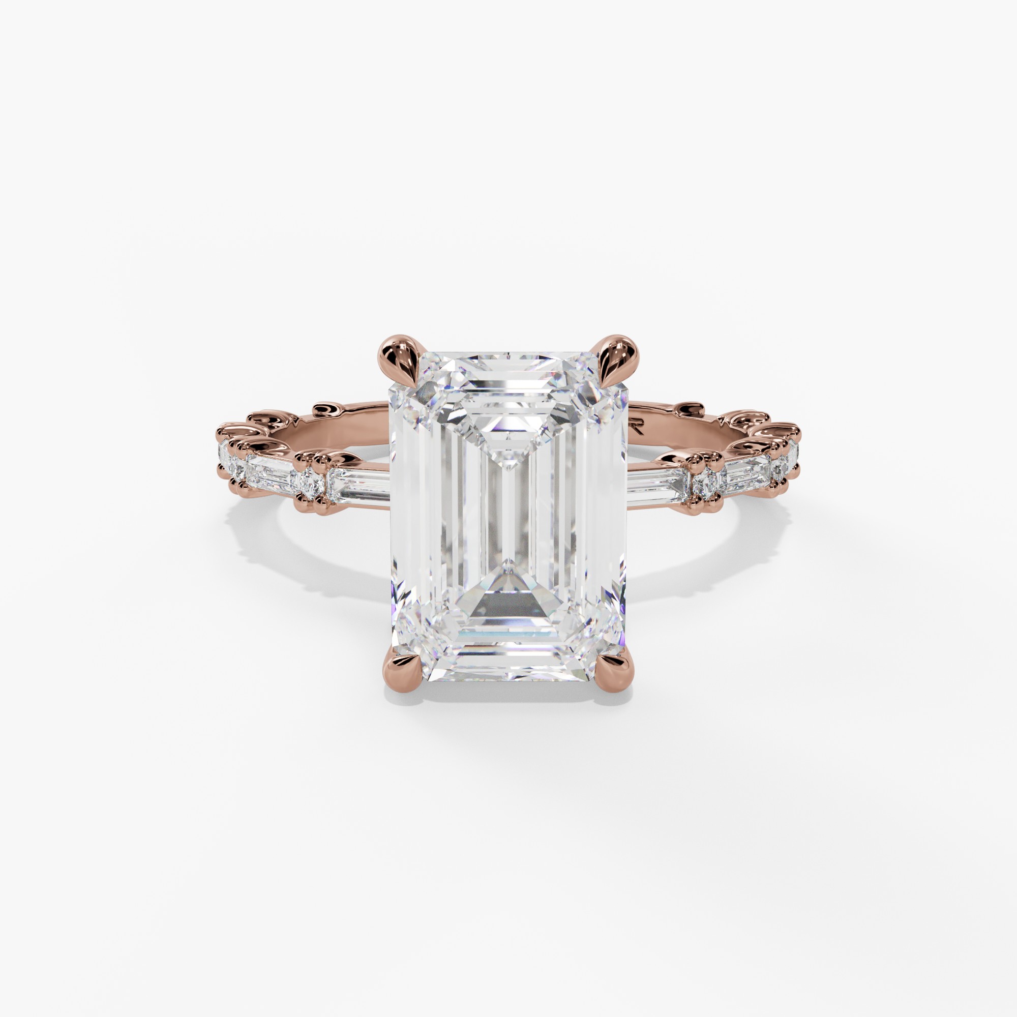 Shared Prong Baguette & Round Diamond Engagement Ring