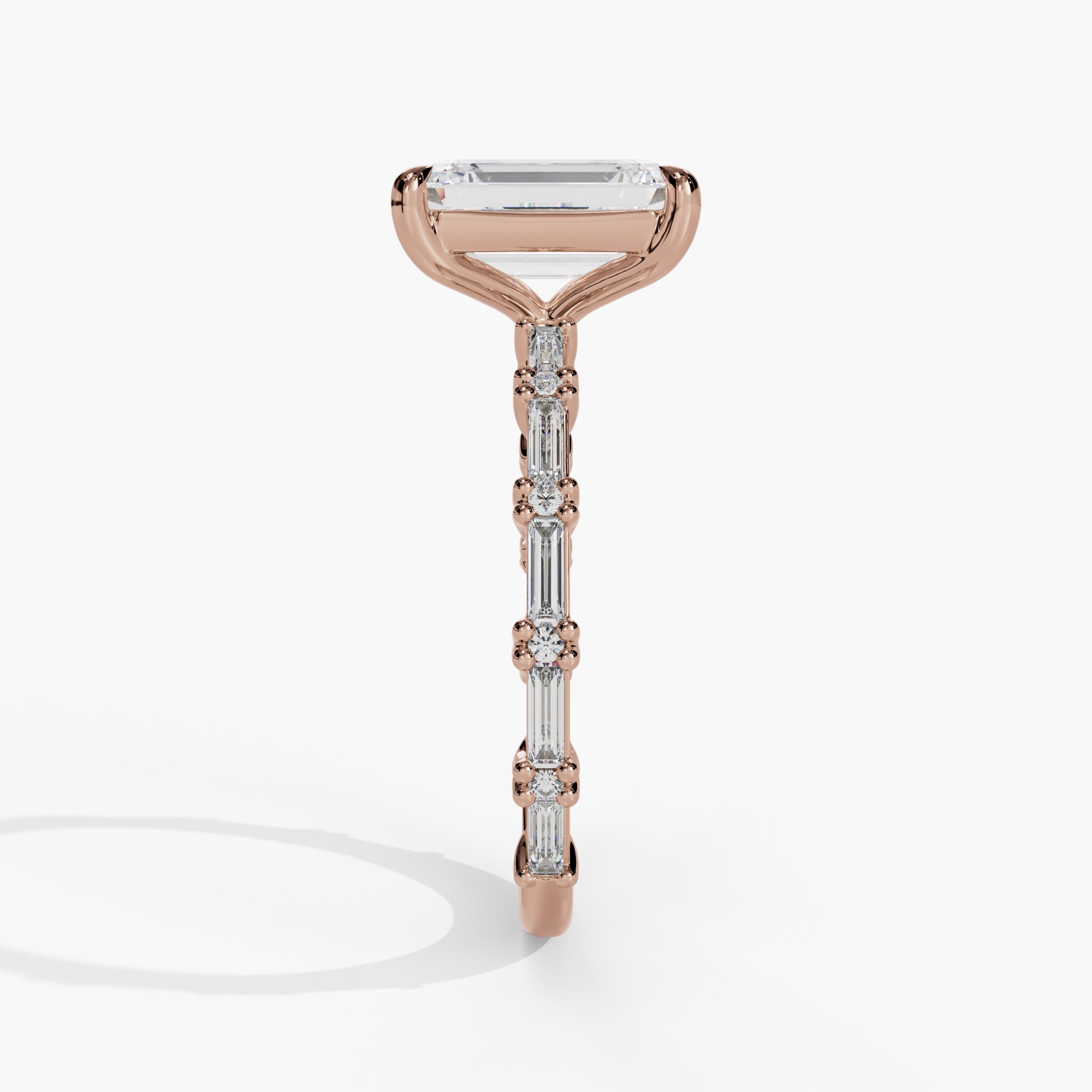 Shared Prong Baguette & Round Diamond Engagement Ring