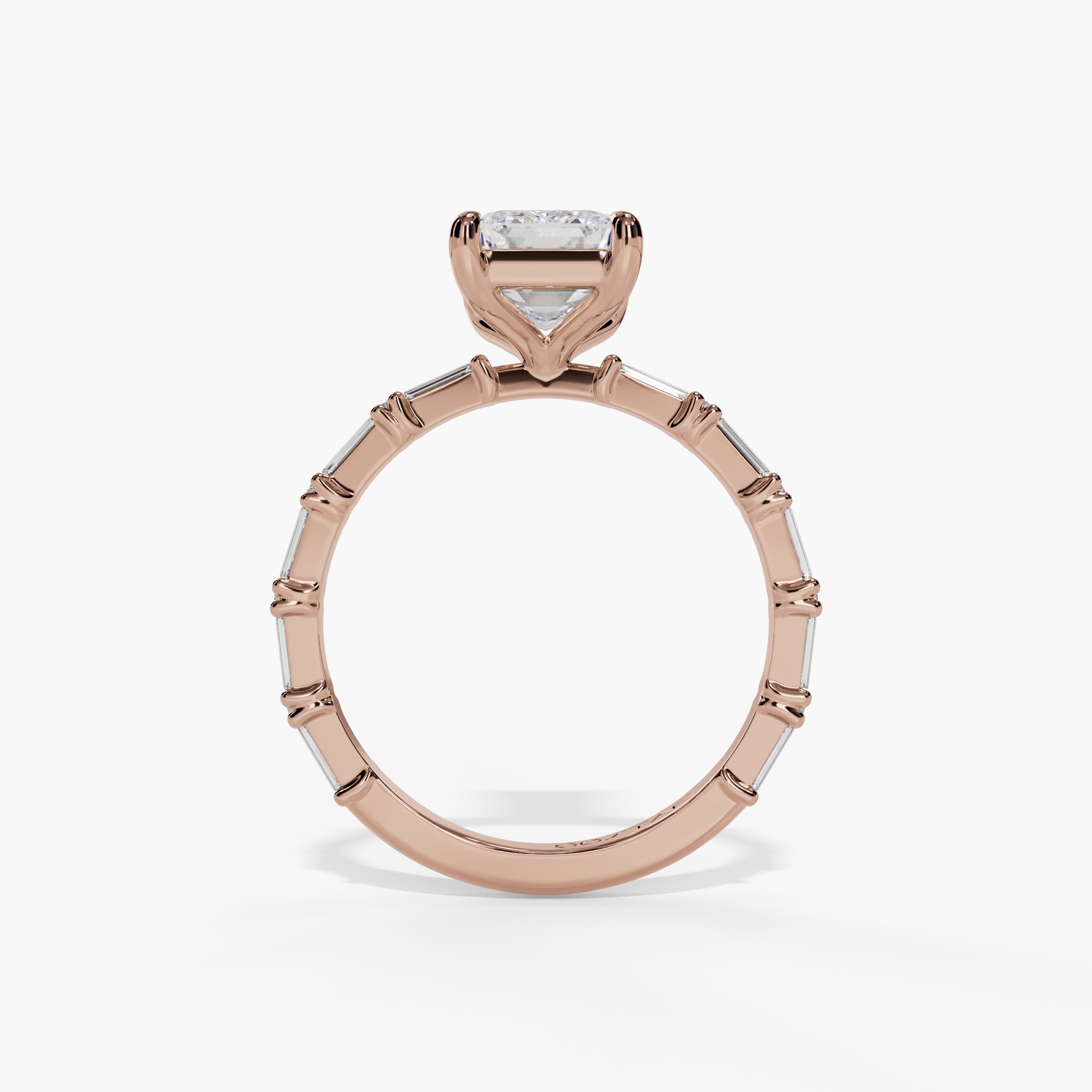 Shared Prong Baguette & Round Diamond Engagement Ring