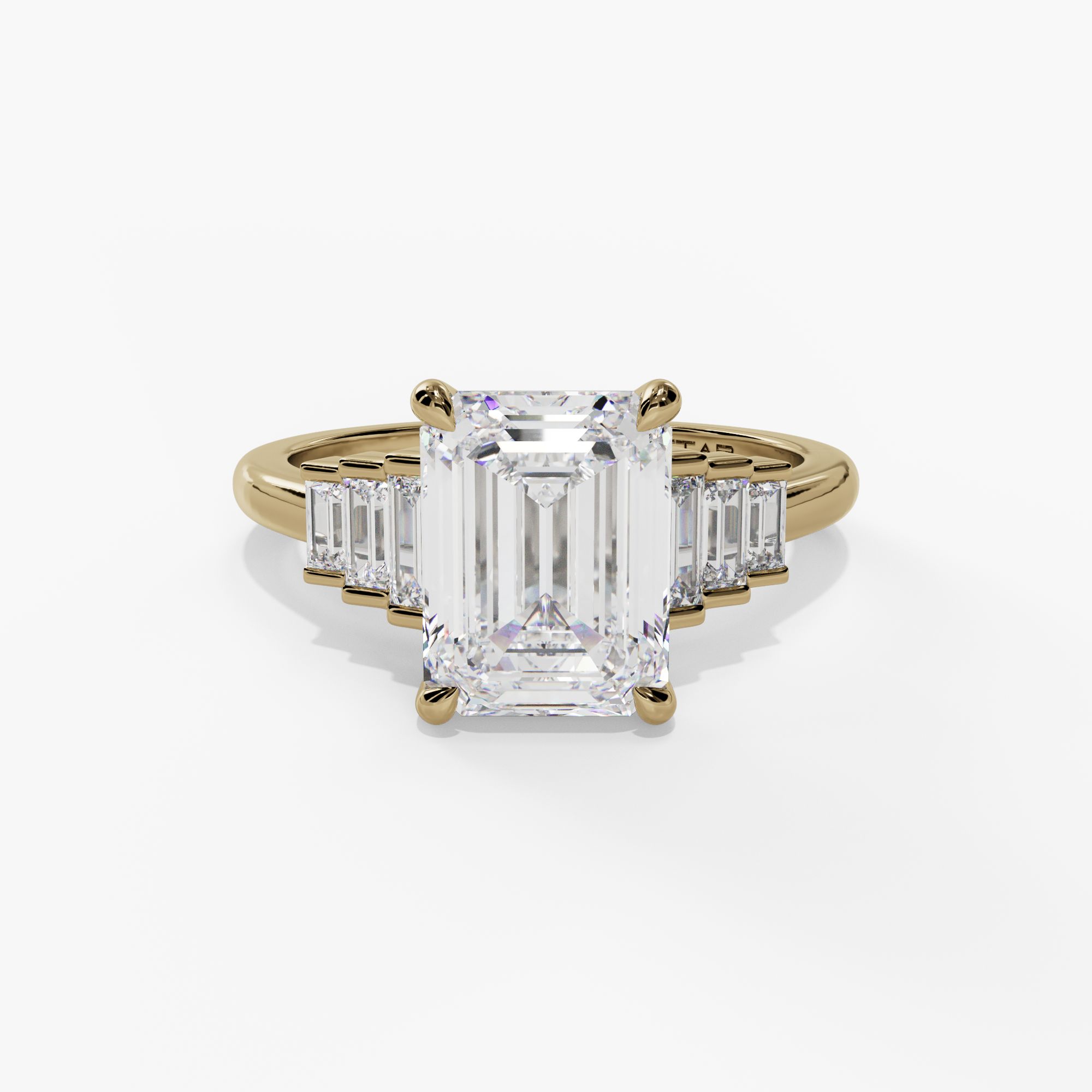 Trio Baguette Accent Diamond Engagement Ring