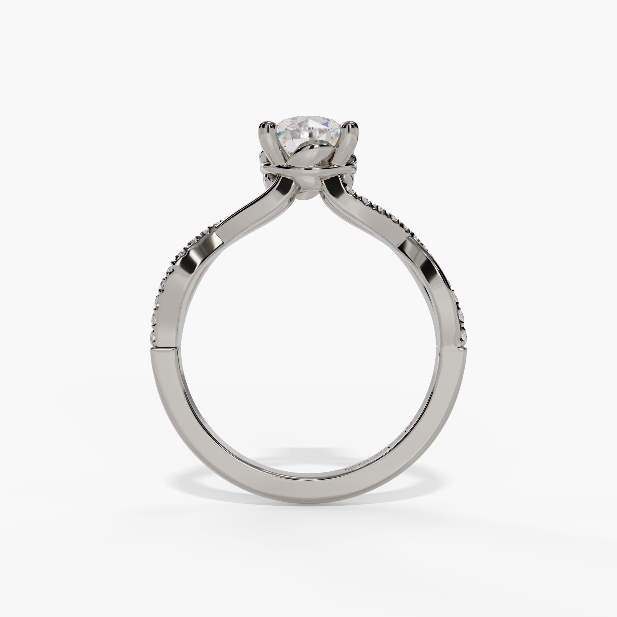 Bypass Emerald-Cut Engagement Ring Setting With Pear-Shaped Natural Diamond Side Accents - Image 3