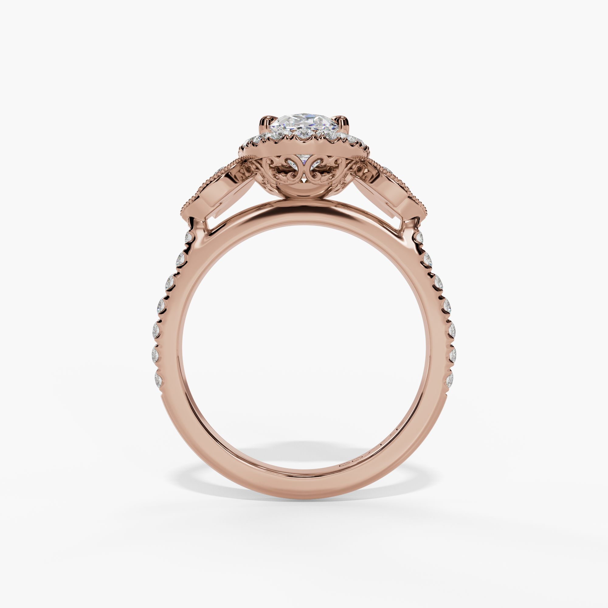 Halo Oval Engagement Ring Setting With Marquise Natural Diamond Accents in 14k Rose Gold