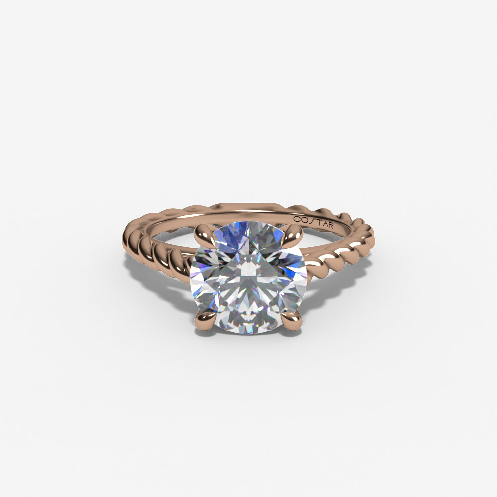 Braided-Shank Solitaire Round Engagement Ring Setting