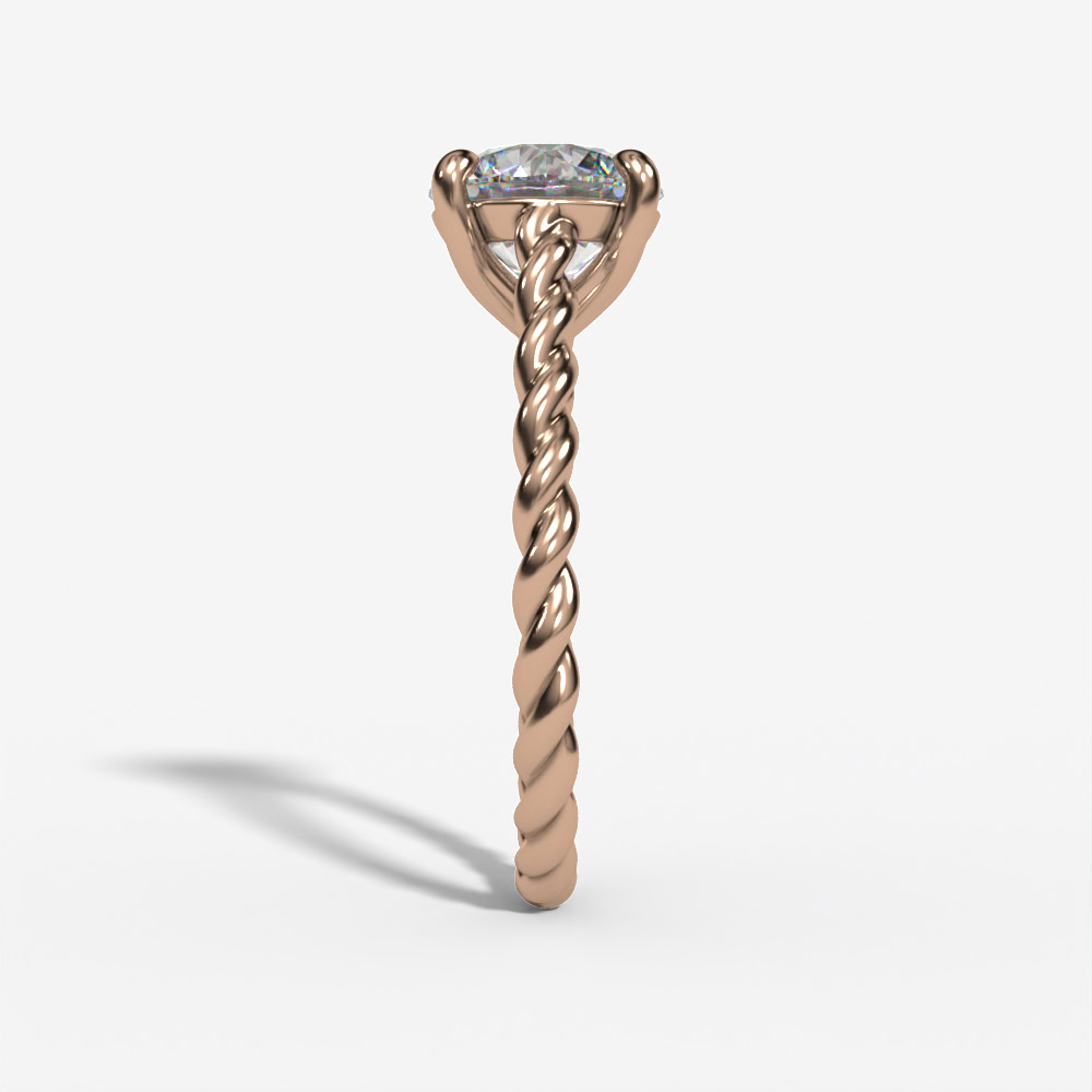 Braided-Shank Solitaire Round Engagement Ring Setting