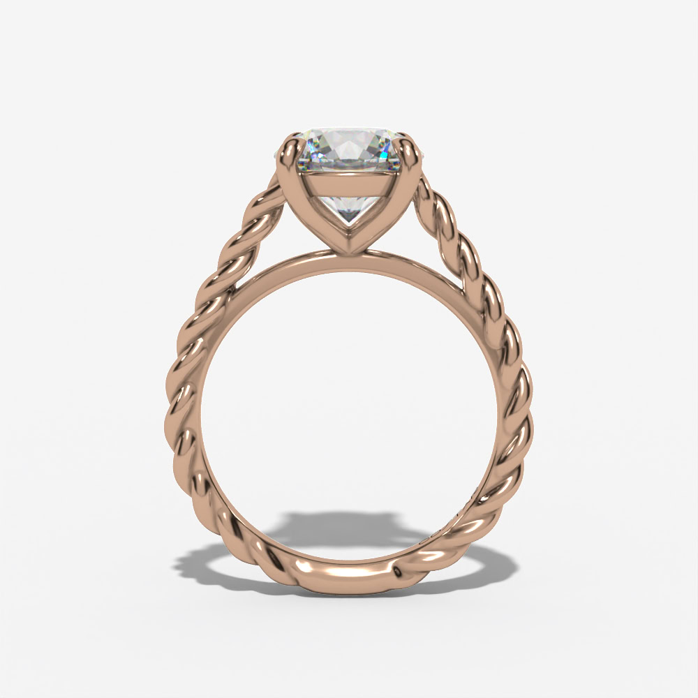 Braided-Shank Solitaire Round Engagement Ring Setting