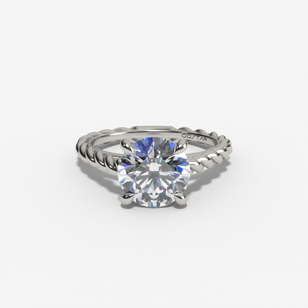 Braided-Shank Solitaire Round Engagement Ring Setting