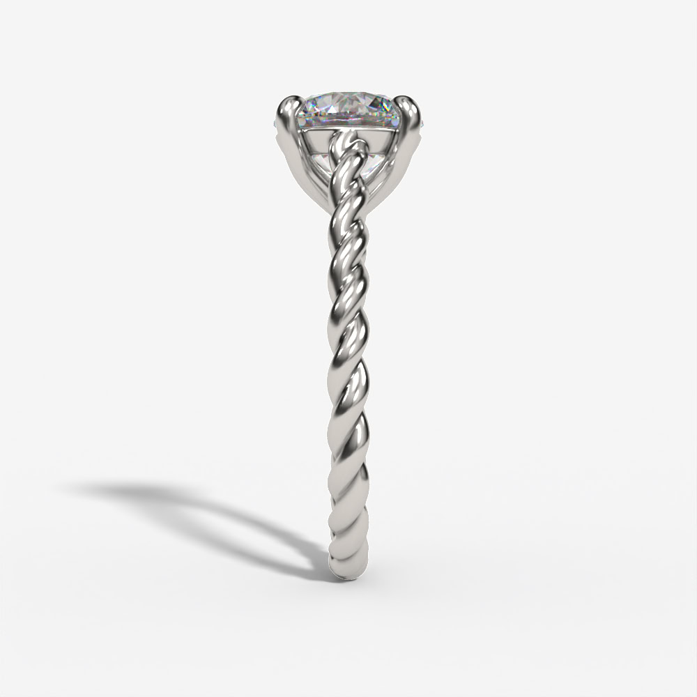 Braided-Shank Solitaire Round Engagement Ring Setting