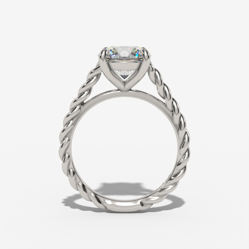 Braided-Shank Solitaire Round Engagement Ring Setting