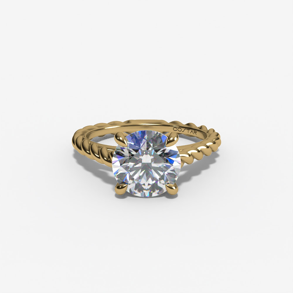 Braided-Shank Solitaire Round Engagement Ring Setting