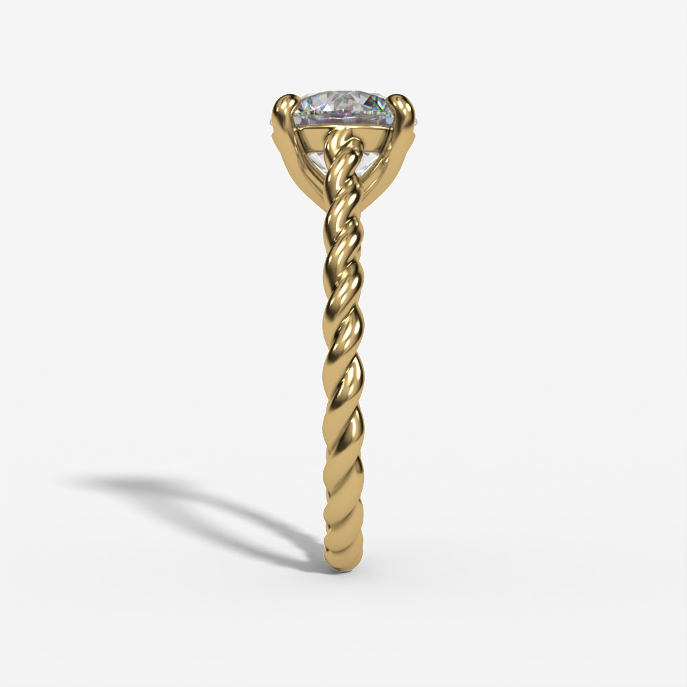 Braided-Shank Solitaire Round Engagement Ring Setting