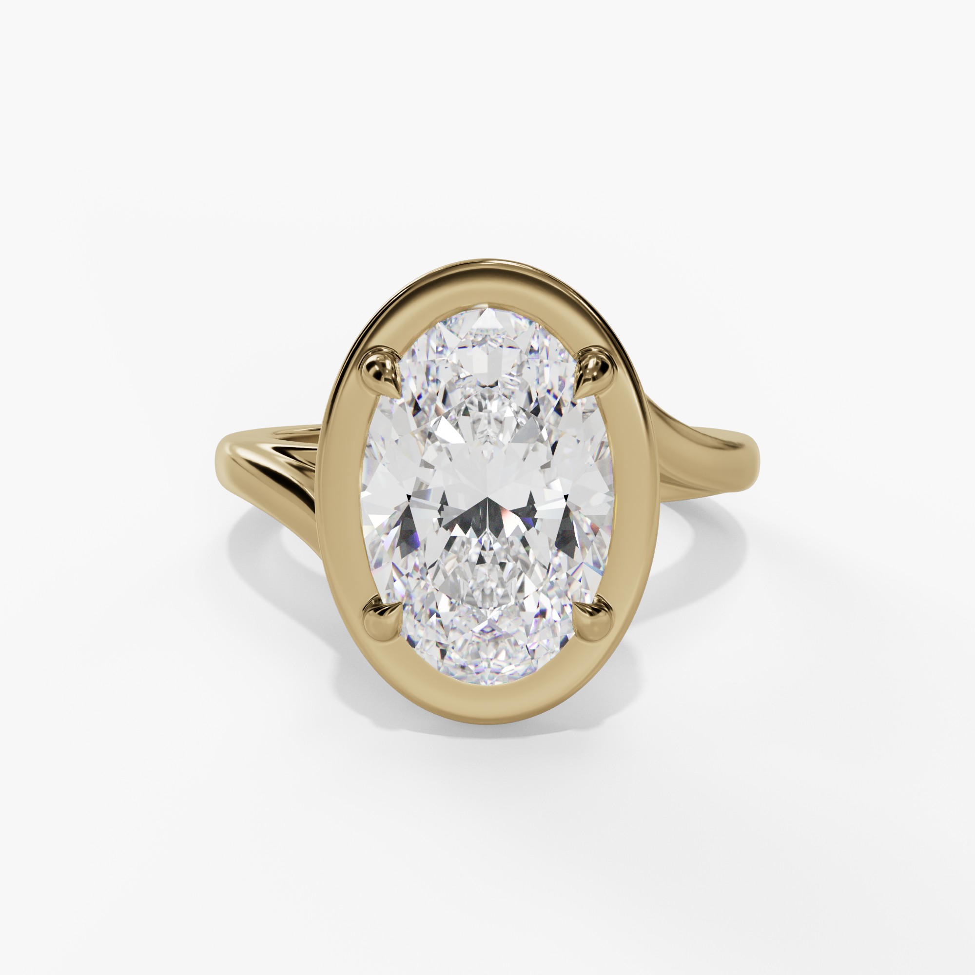 Bypass Framed Oval Engagement Ring Setting With Natural Diamond Hidden Halo
