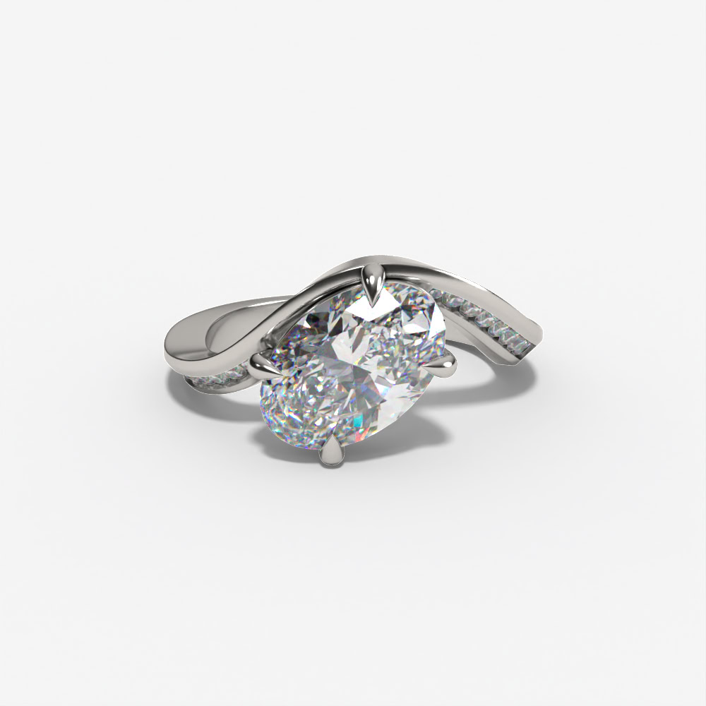 Bypass Oval Engagement Ring Setting With Natural Diamond Accents