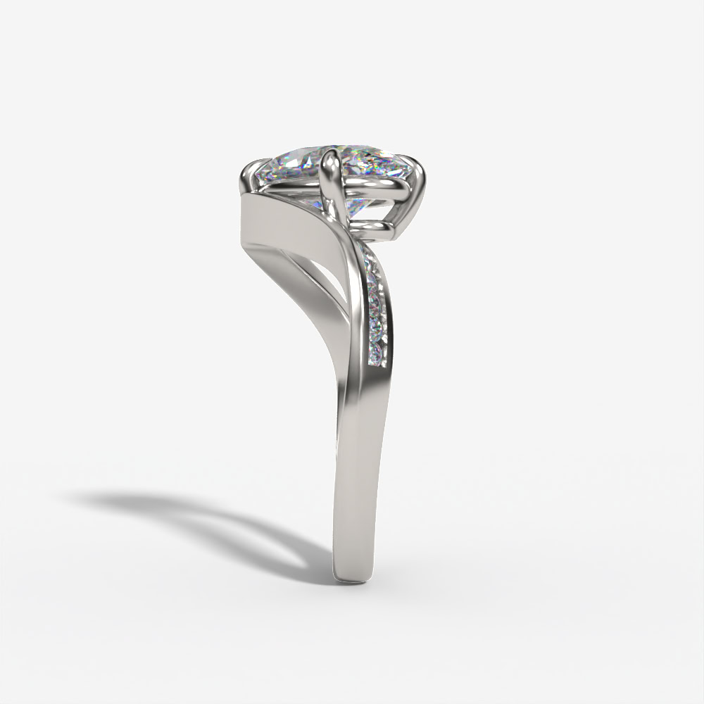 Bypass Oval Engagement Ring Setting With Natural Diamond Accents