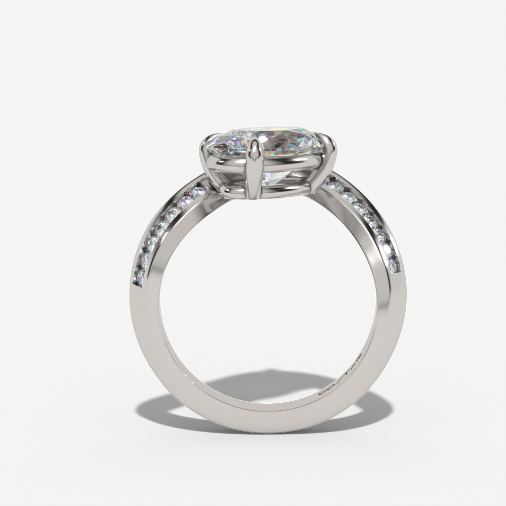 Bypass Oval Engagement Ring Setting With Natural Diamond Accents