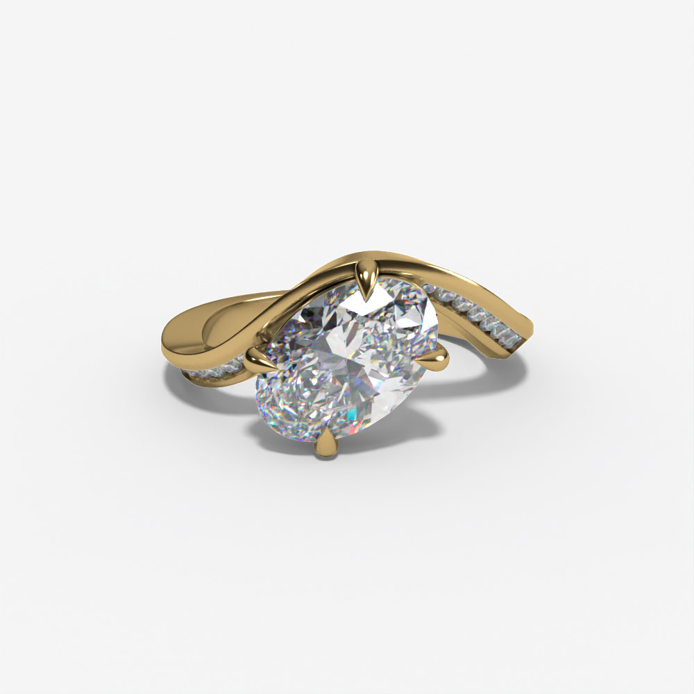 Bypass Oval Engagement Ring Setting With Natural Diamond Accents
