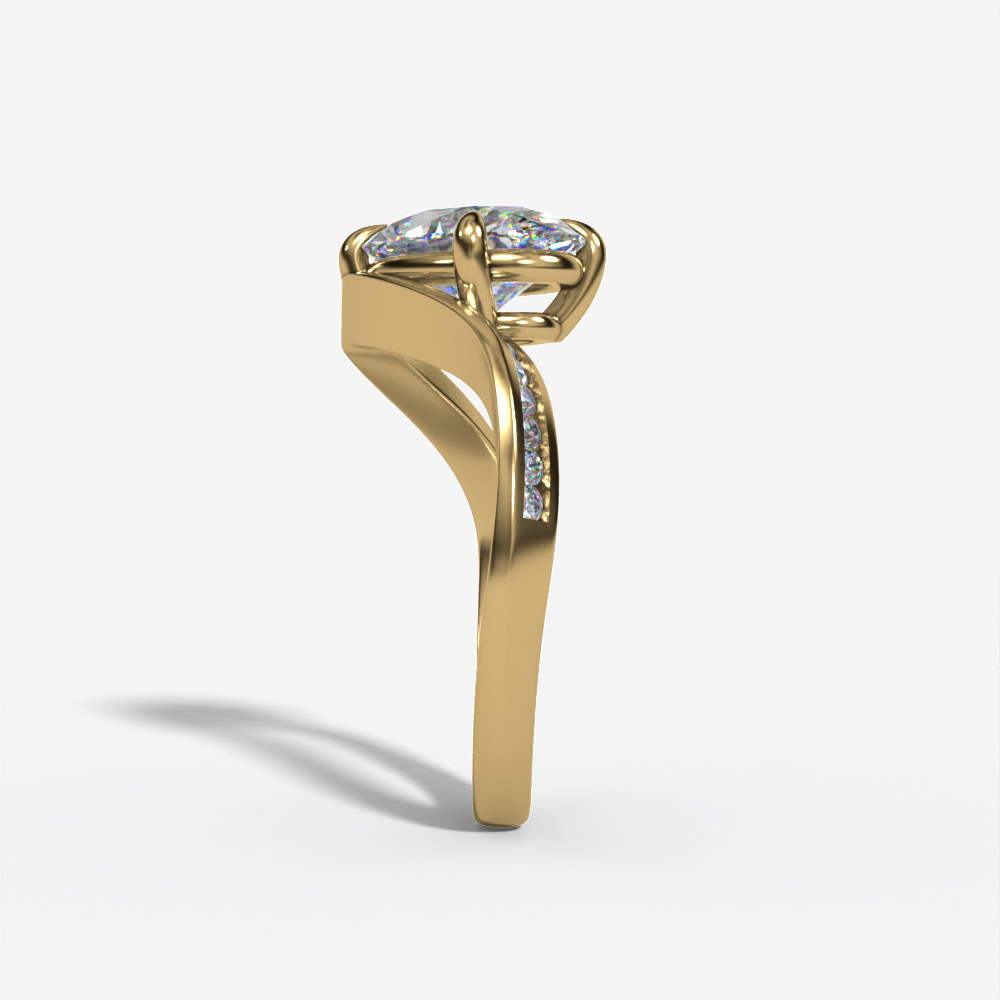 Bypass Oval Engagement Ring Setting With Natural Diamond Accents