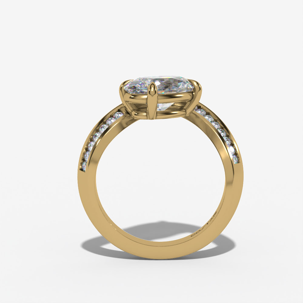 Bypass Oval Engagement Ring Setting With Natural Diamond Accents