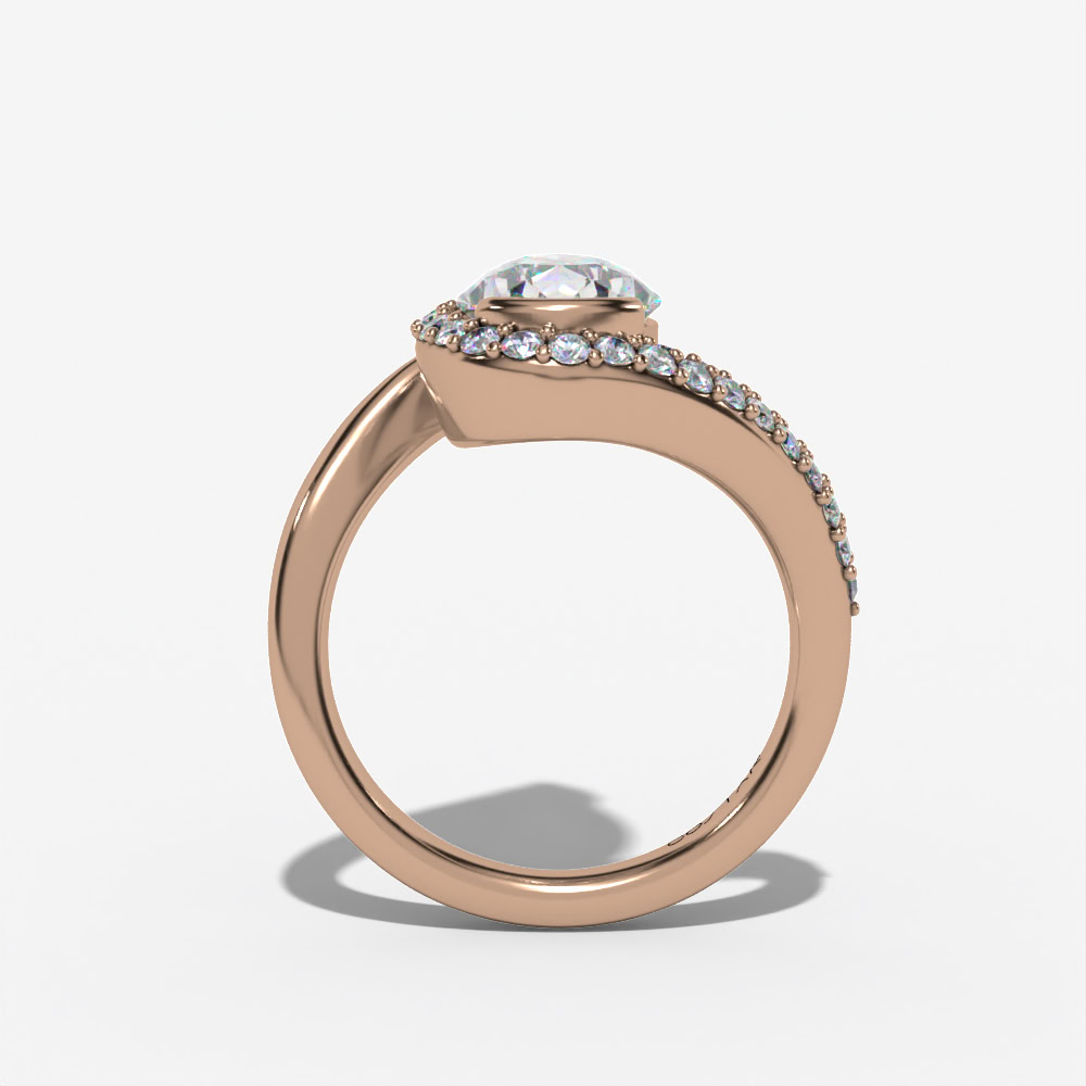Bypass Pear-Shaped Engagement Ring Setting With Curved Natural Diamond Shank