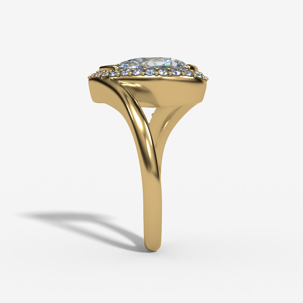 Bypass Pear-Shaped Engagement Ring Setting With Curved Natural Diamond Shank