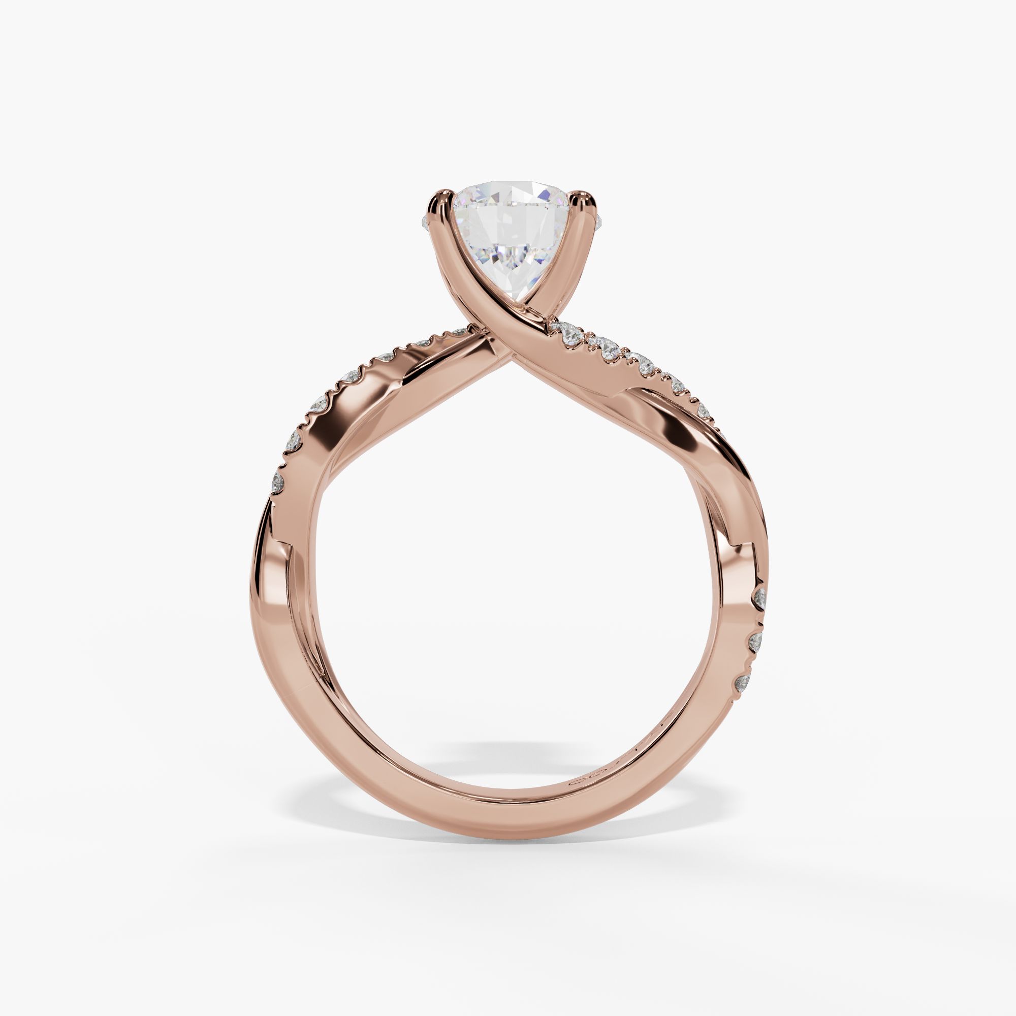 Bypass Round Engagement Ring Setting With Natural Diamond Shank