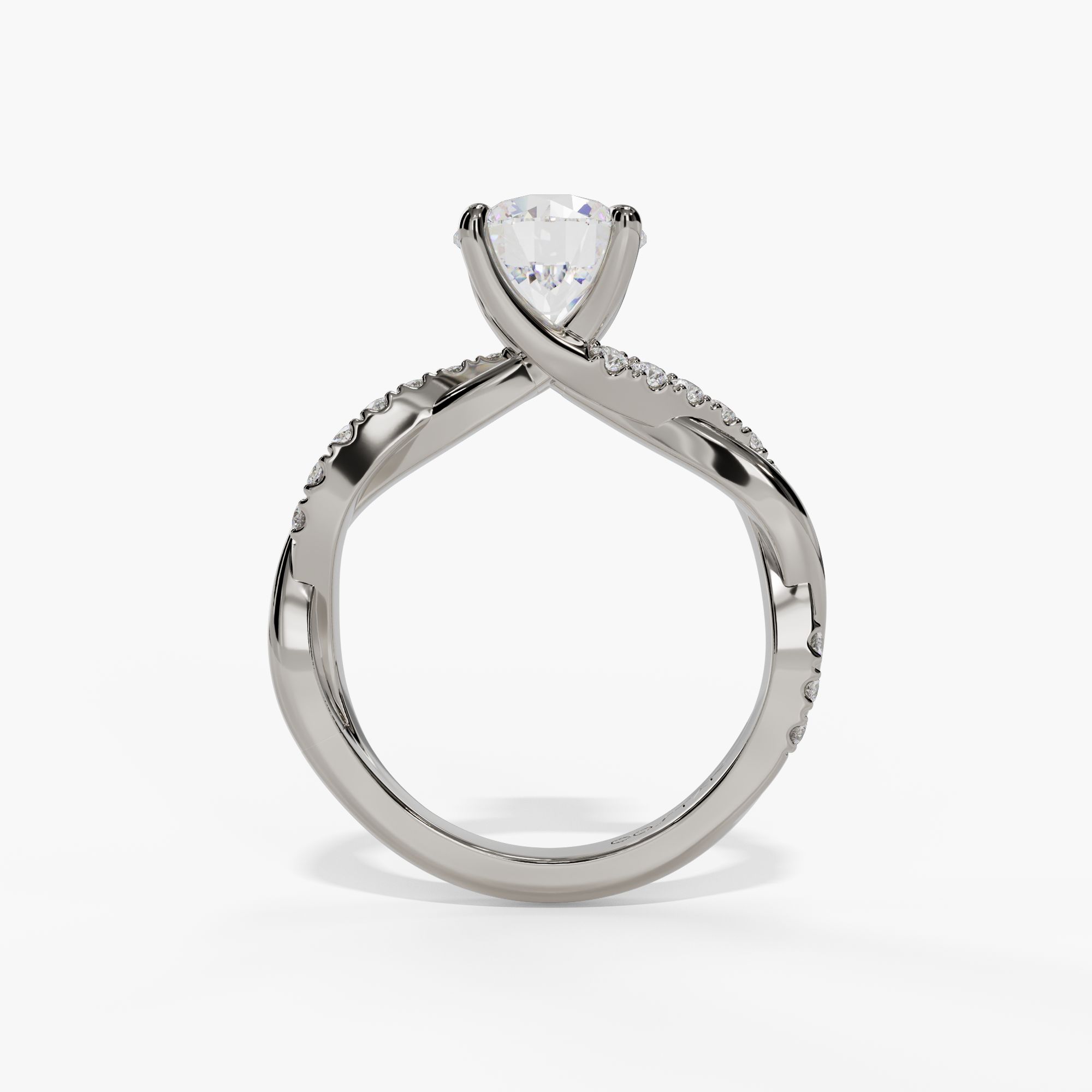 Bypass Round Engagement Ring Setting With Natural Diamond Shank