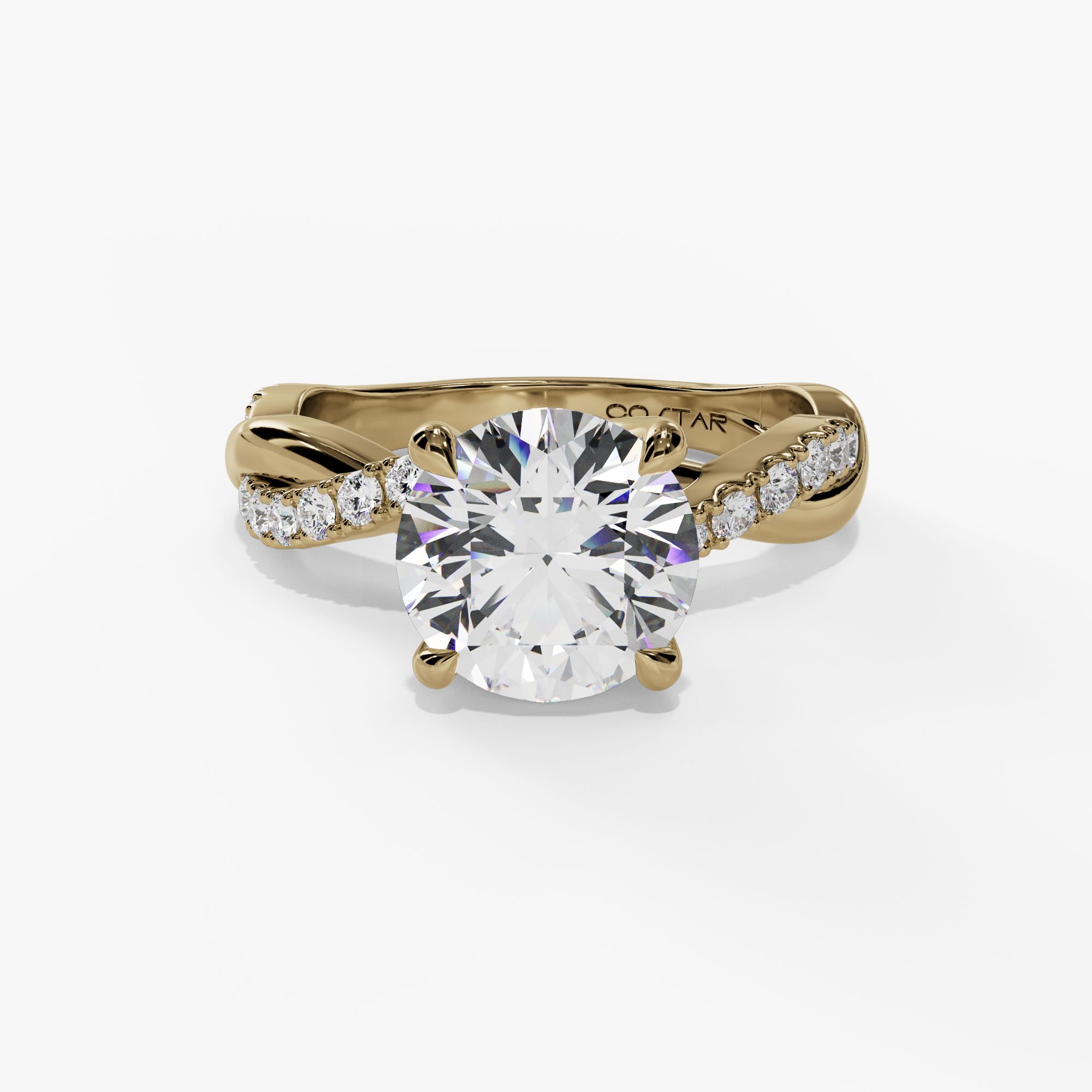 Bypass Round Engagement Ring Setting With Natural Diamond Shank