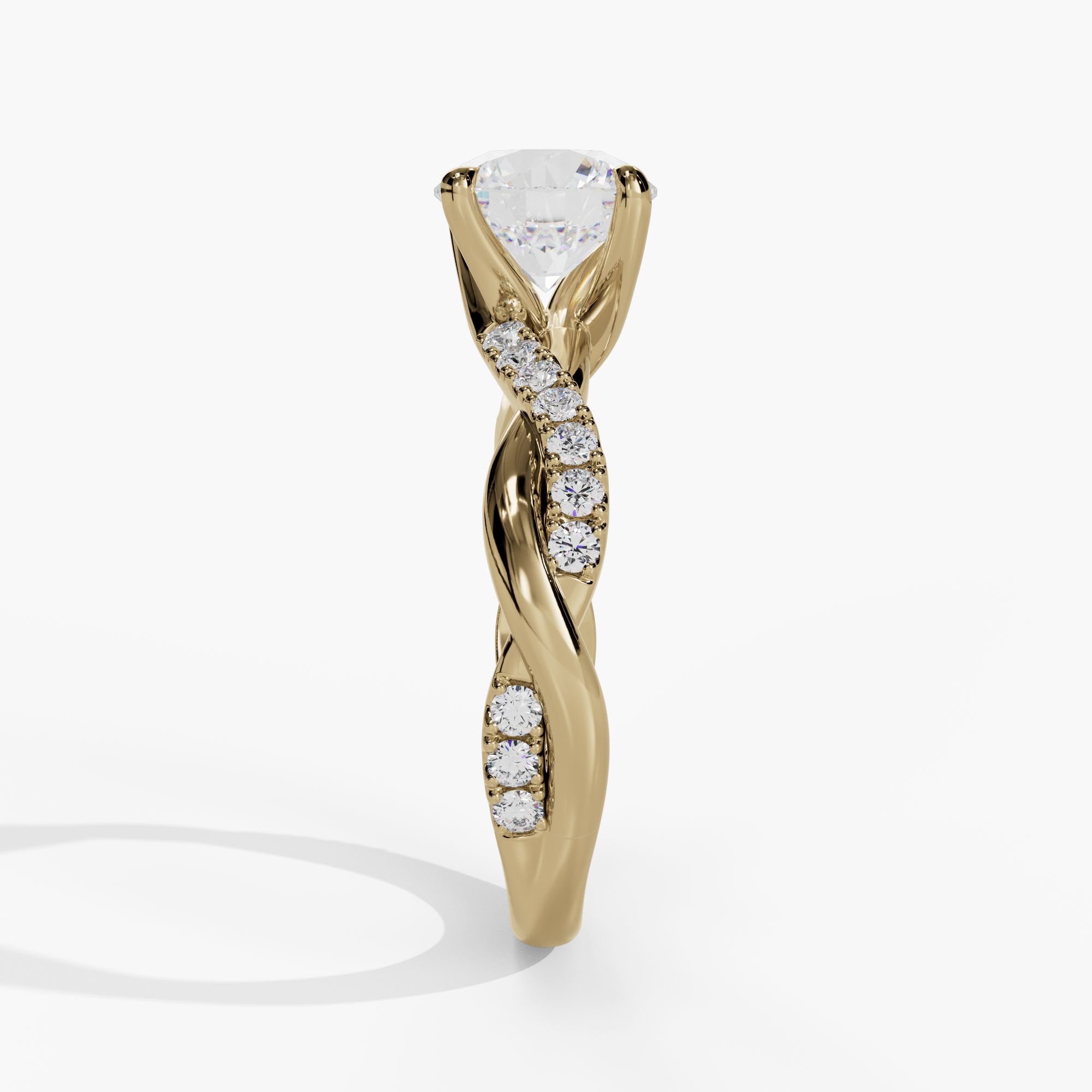 Bypass Round Engagement Ring Setting With Natural Diamond Shank