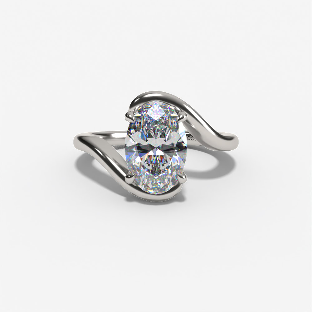Bypass Solitaire Oval Engagement Ring Setting