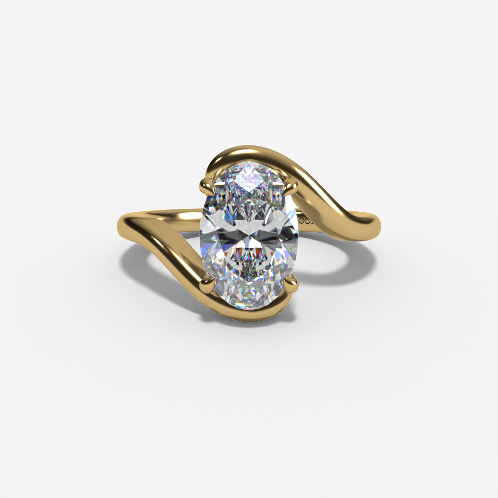 Bypass Solitaire Oval Engagement Ring Setting
