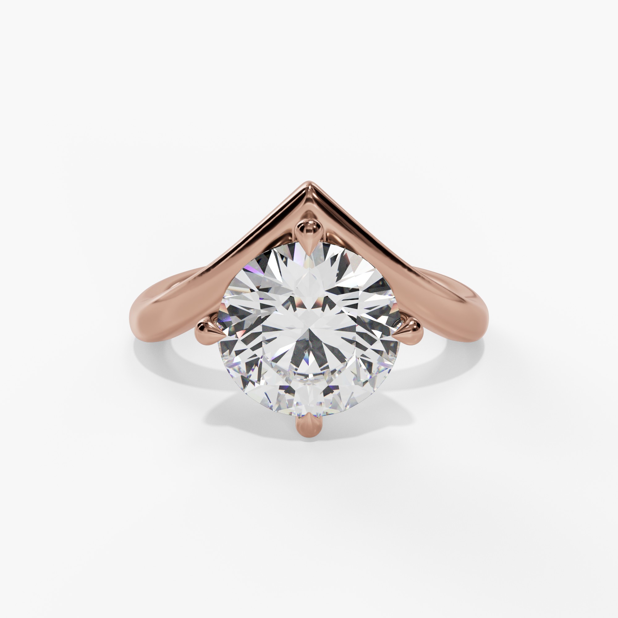 Bypass Solitaire Round Engagement Ring Setting