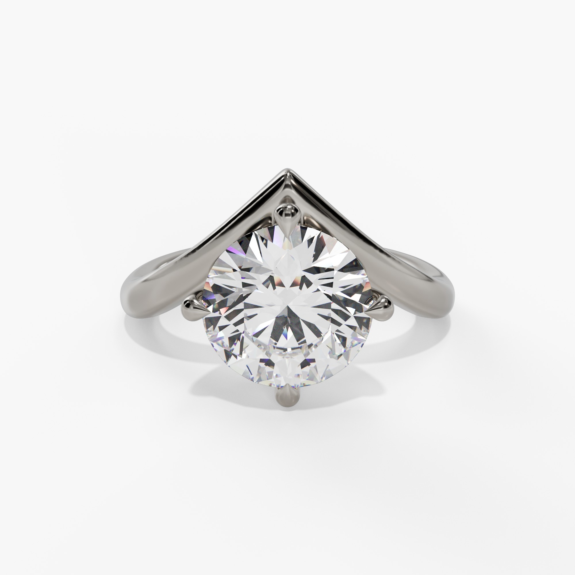 Bypass Solitaire Round Engagement Ring Setting
